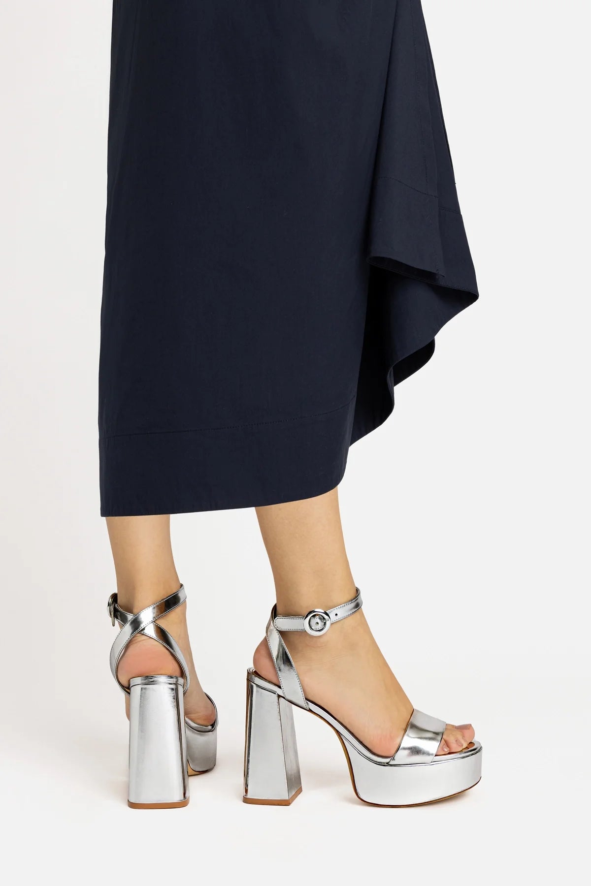 Dolly Sandal In Silver Specchio by Larroudé