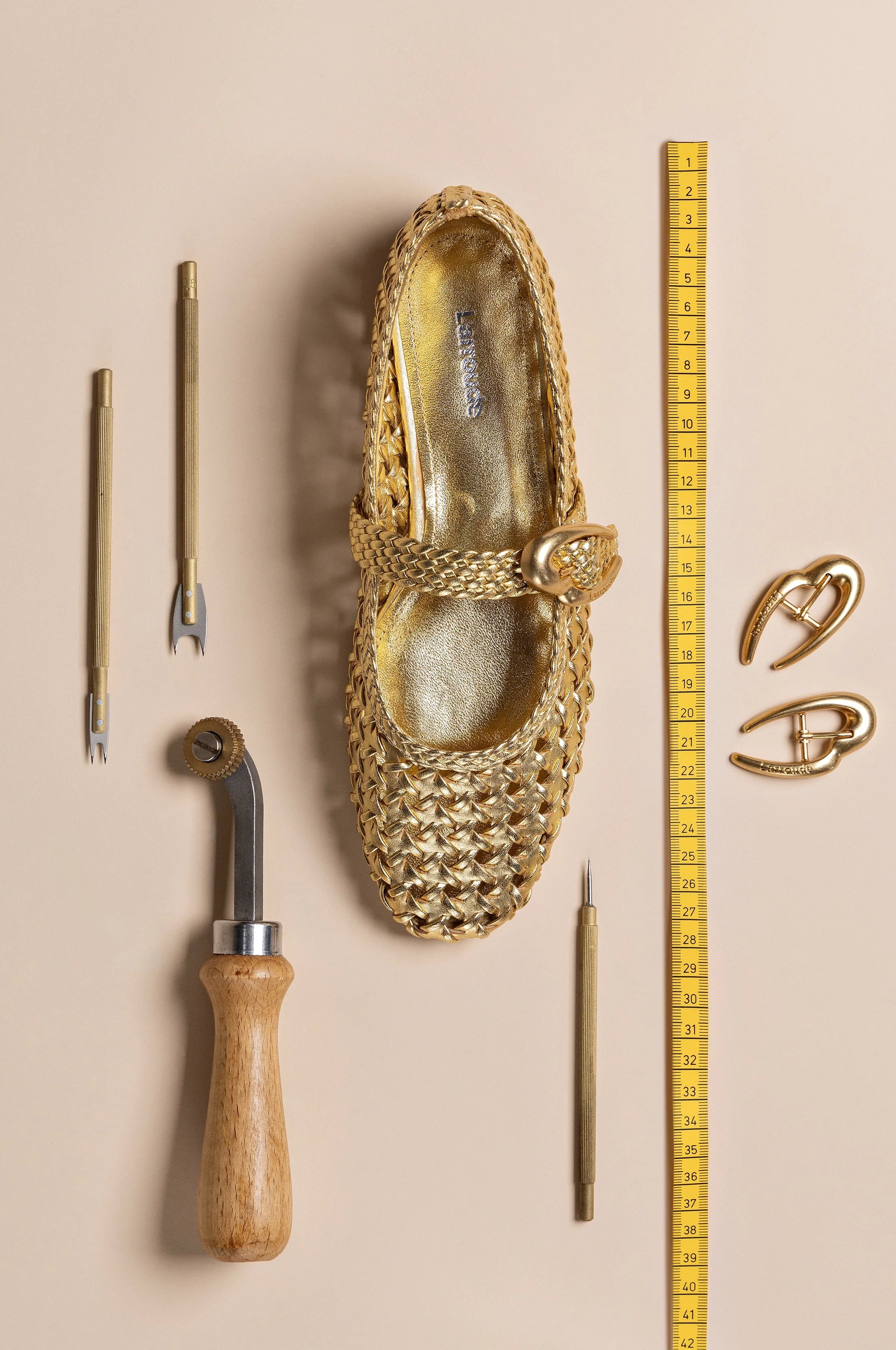 Verona New Macrame In Gold Metallic Leather by Larroudé