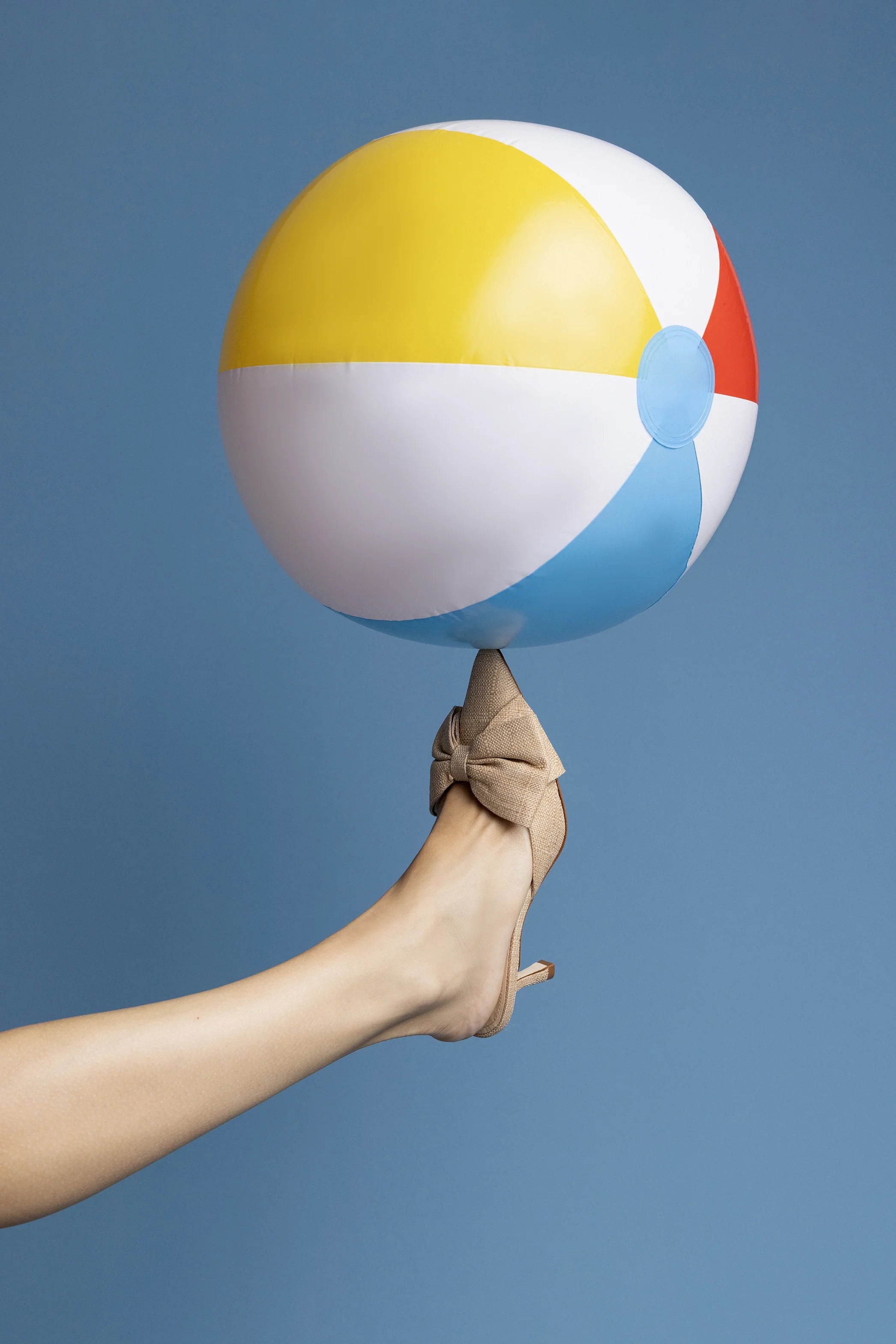 Mini Elle Pump In Beige Raffia by Larroudé