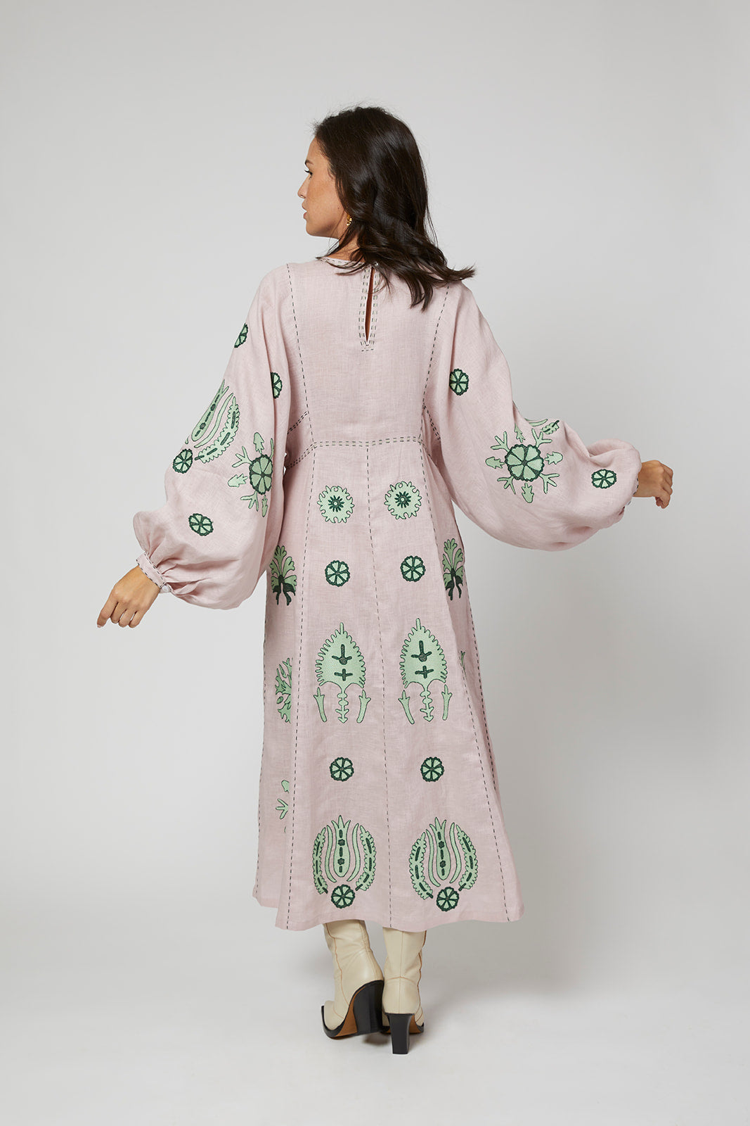 Carolyna Ukrainian Embroidered Dress - Lavender, Mint, Green by Larkin Lane