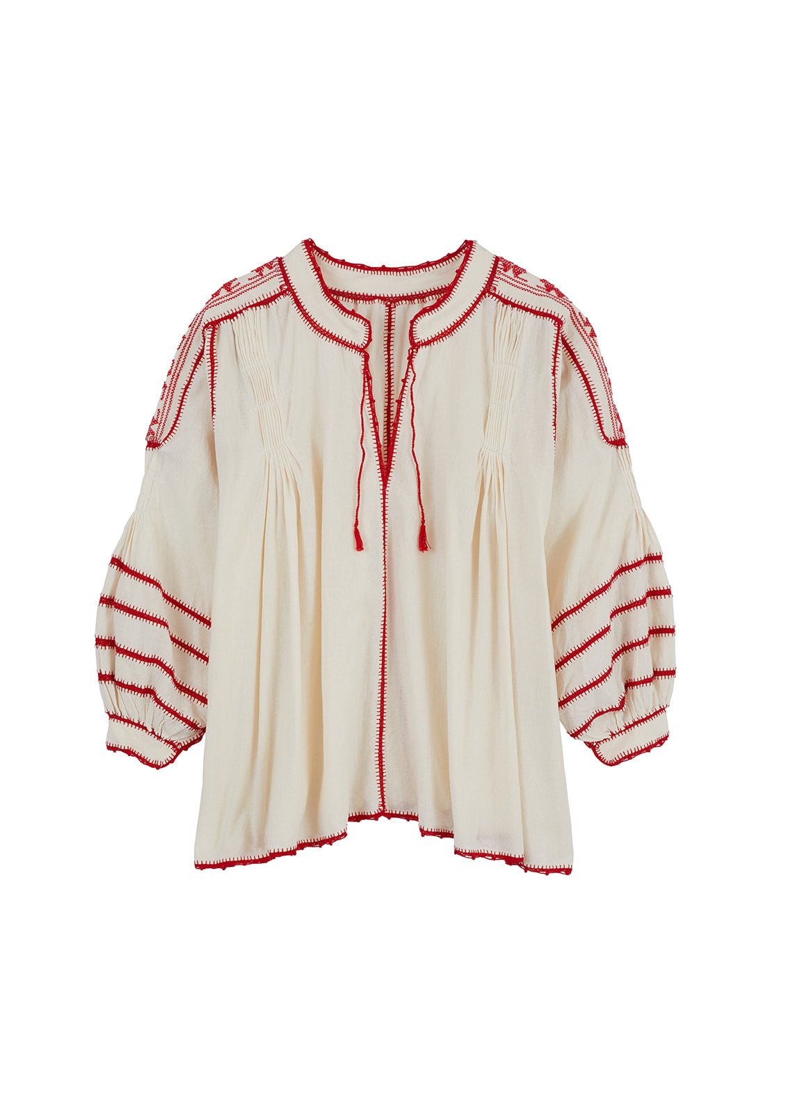 Amorcita Mexican Top - Ivory, Red by Larkin Lane