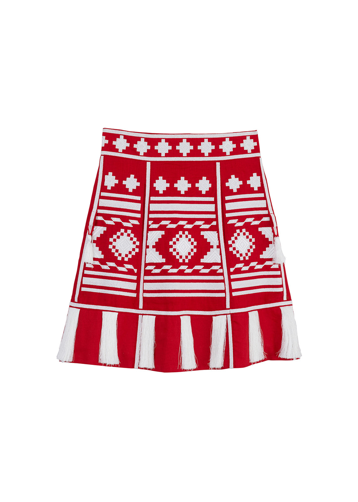 Frances Embroidered Ukrainian Skirt - Red and White