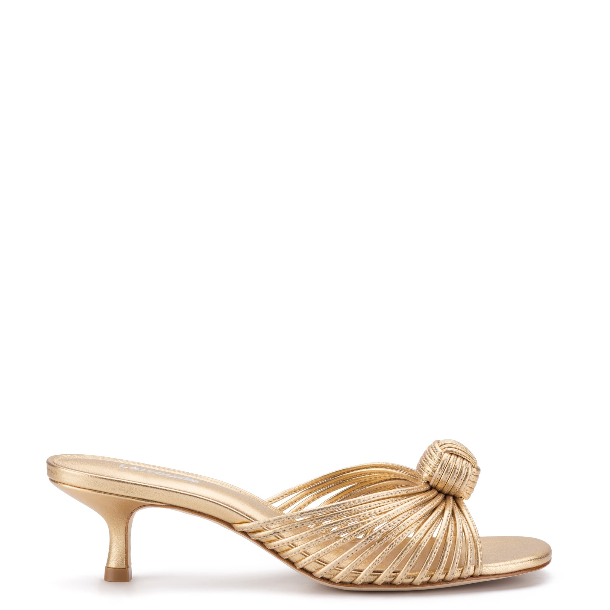 Valerie Mule In Gold Metallic Leather by Larroudé