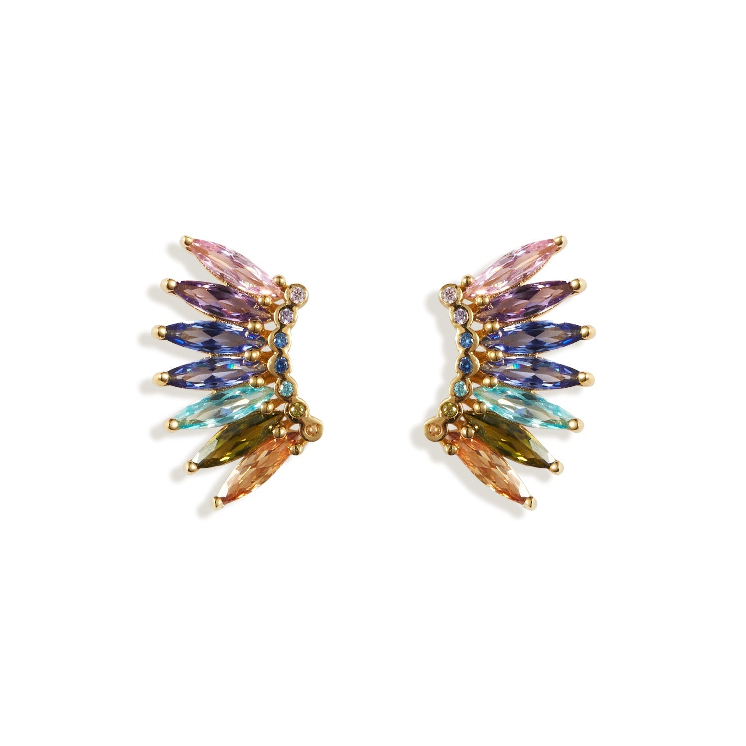 Petite Crystal Madeline Stud Earrings Multi by Mignonne Gavigan