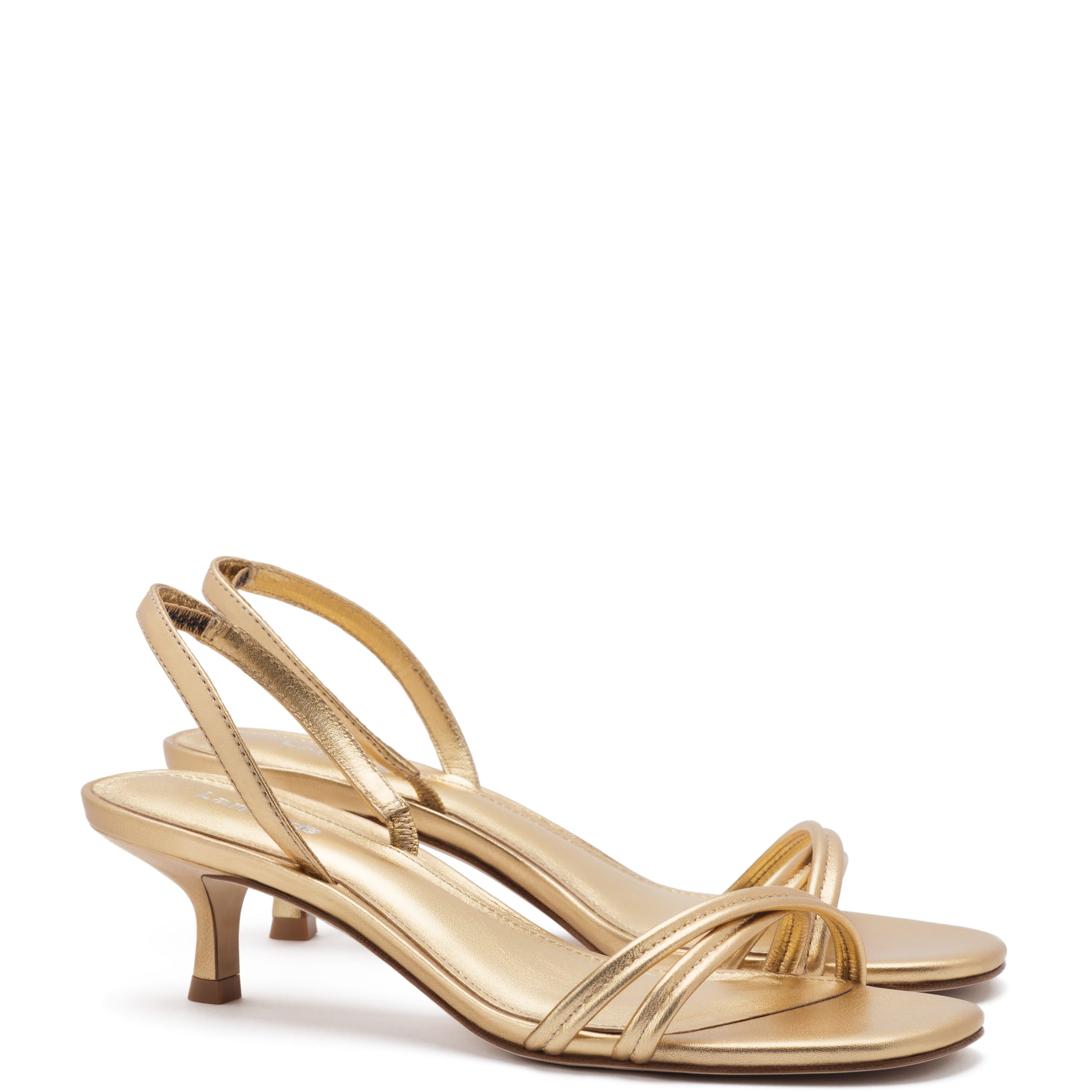 Mini Annie Sandal In Gold Metallic Leather by Larroudé