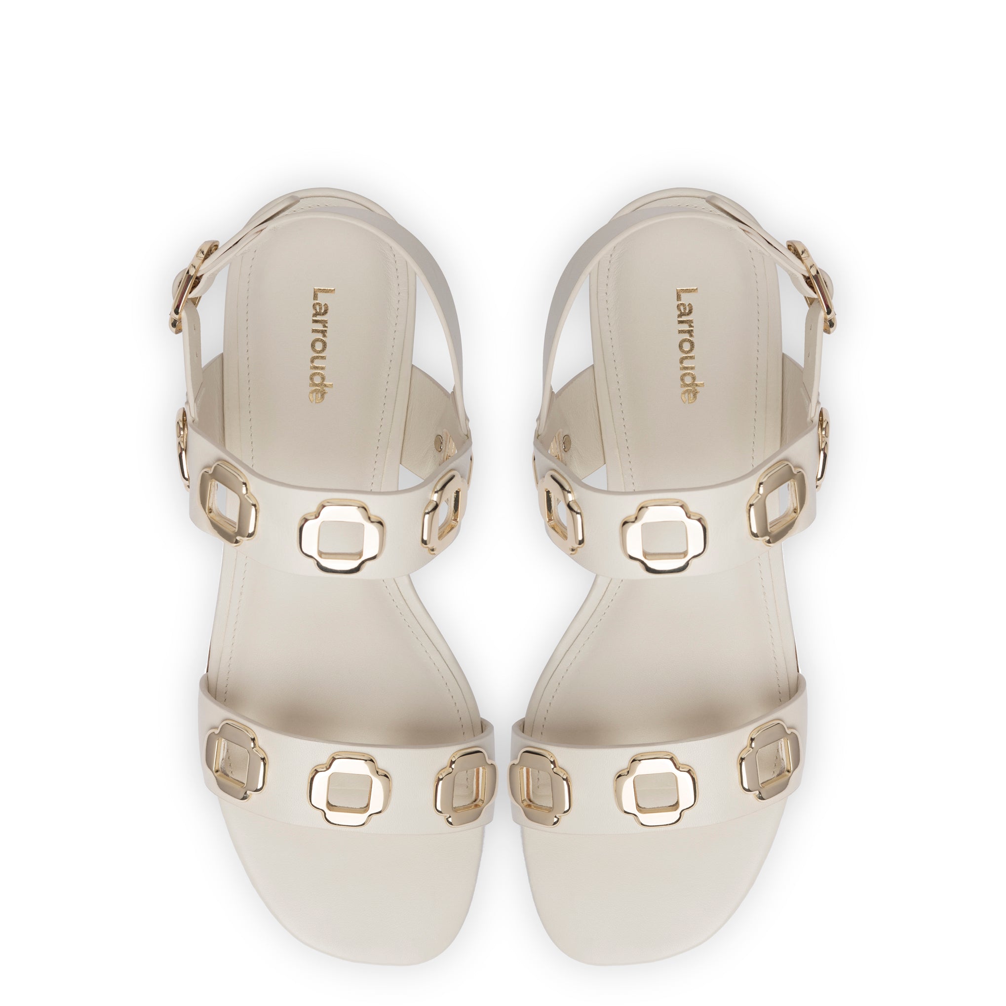 Milan Flat Sandal In Ivory Leather by Larroudé