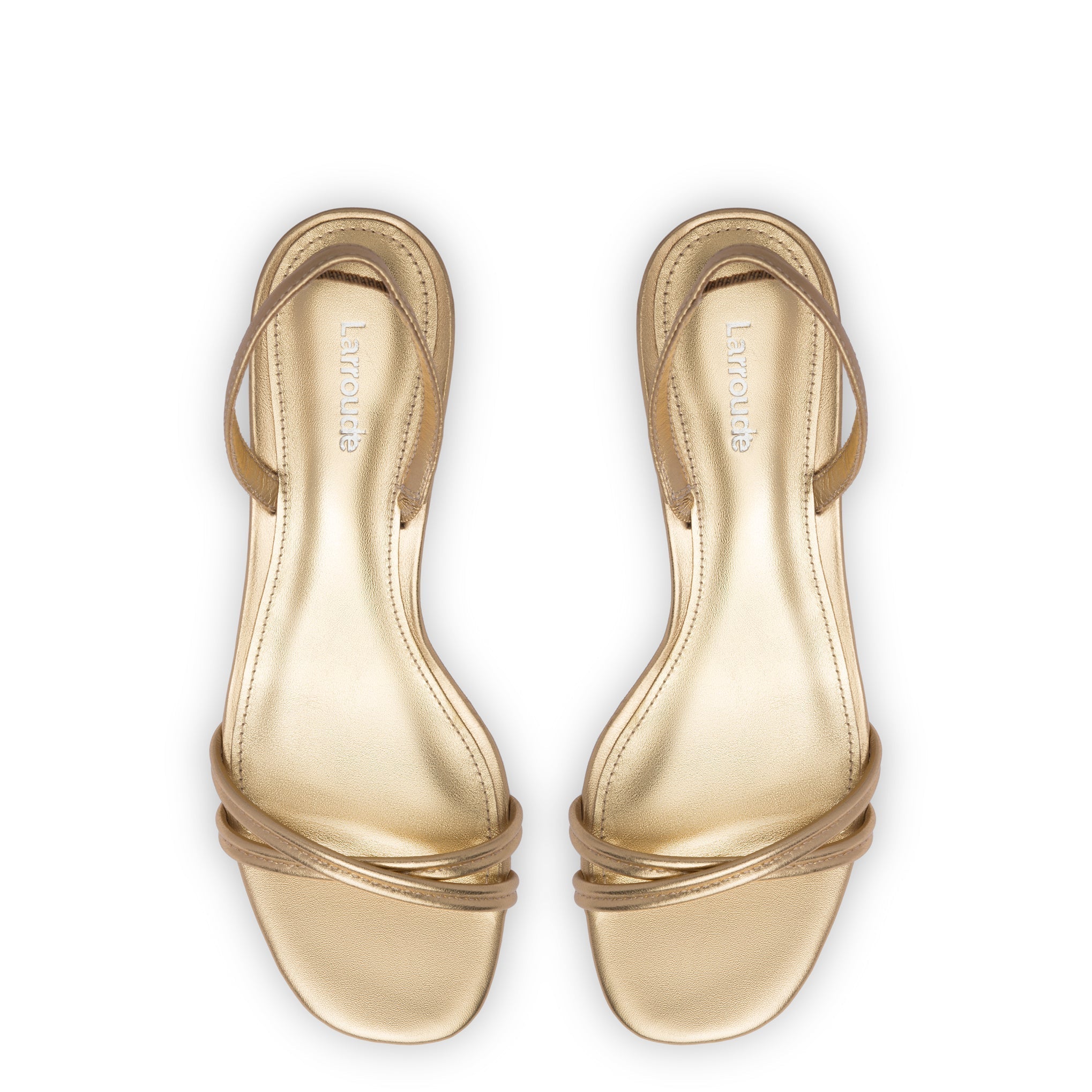 Mini Annie Sandal In Gold Metallic Leather by Larroudé