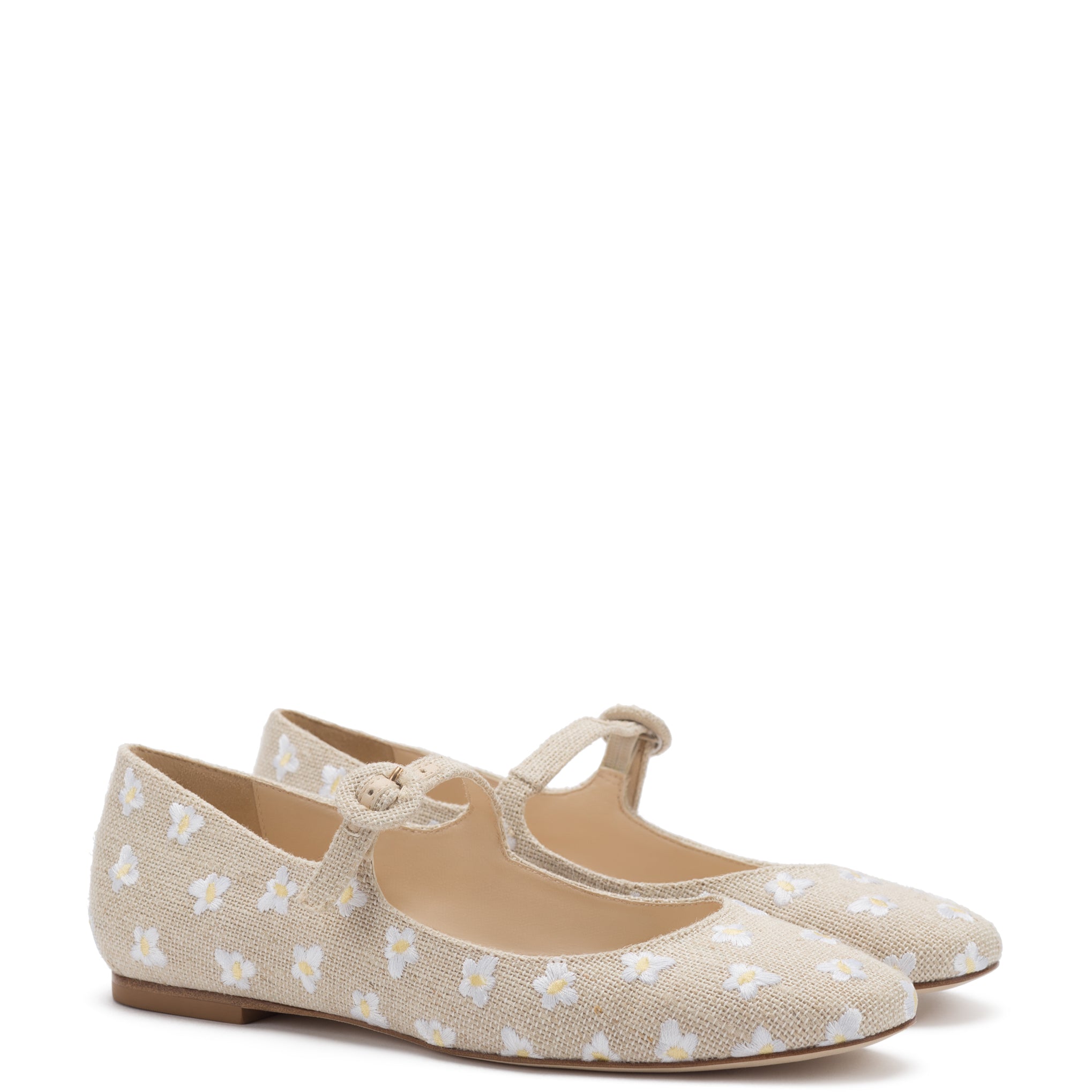 Blair Ballet Flat In Raw Linen by Larroudé