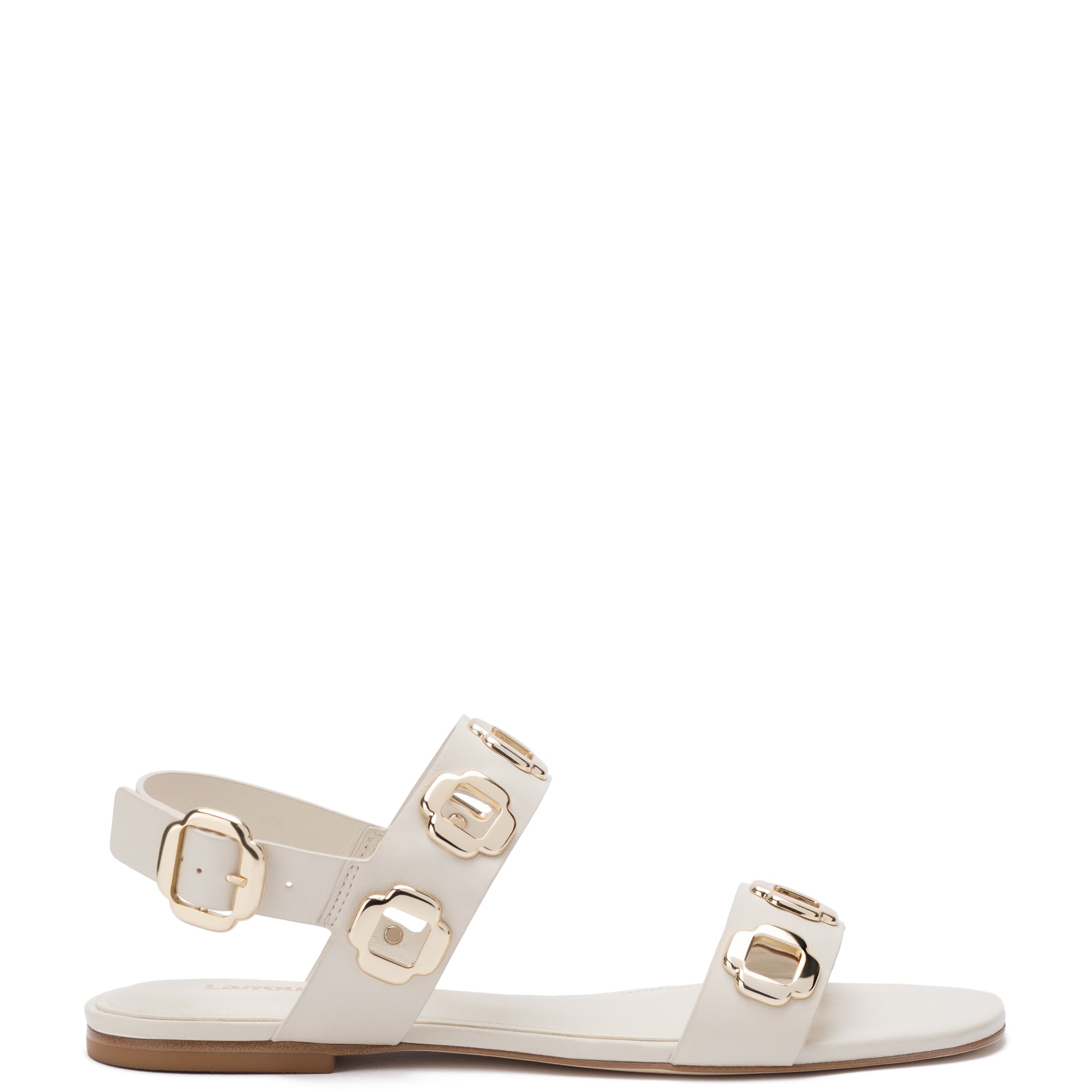 Milan Flat Sandal In Ivory Leather by Larroudé