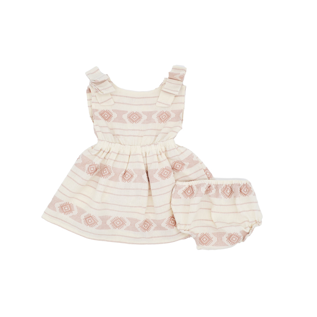 Mini Agnes Pinafore Set in Dust Pink Embroidery by Folklore Las Ninas