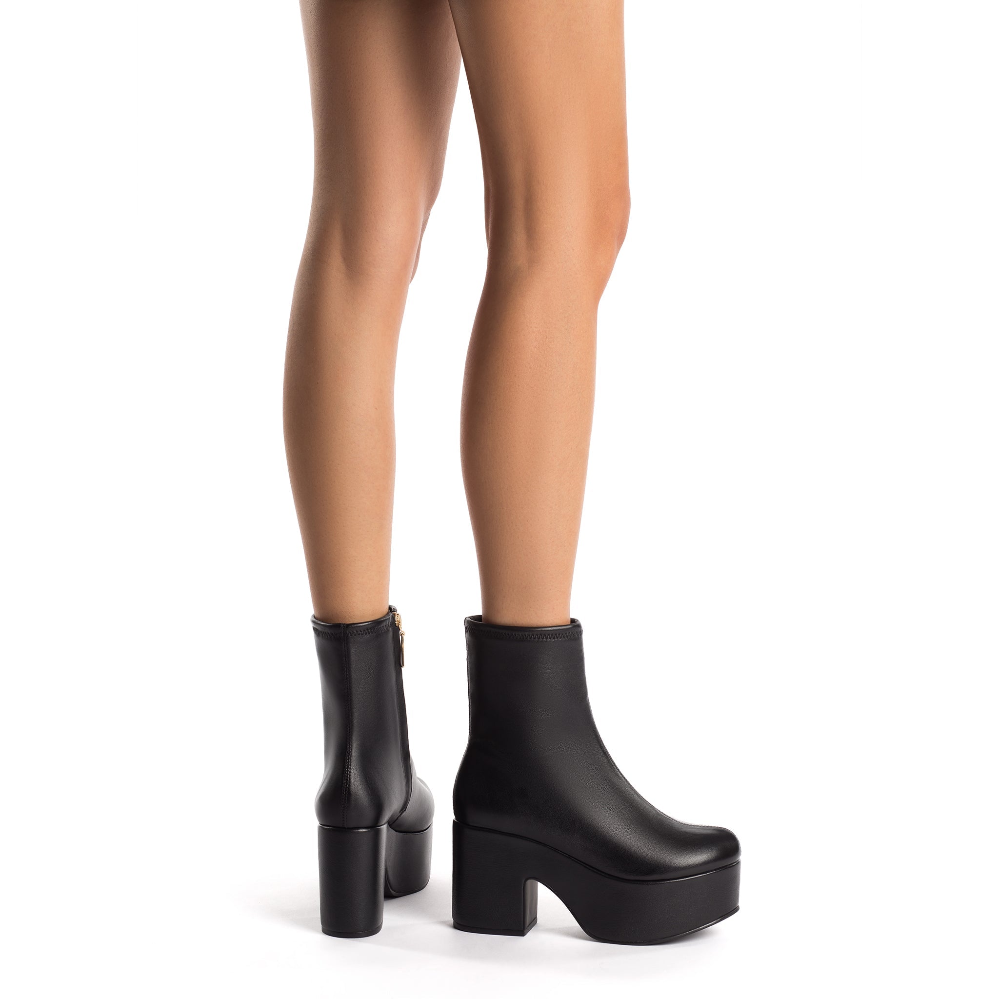 Miso Platform Boot In Black Stretch Leather by Larroudé