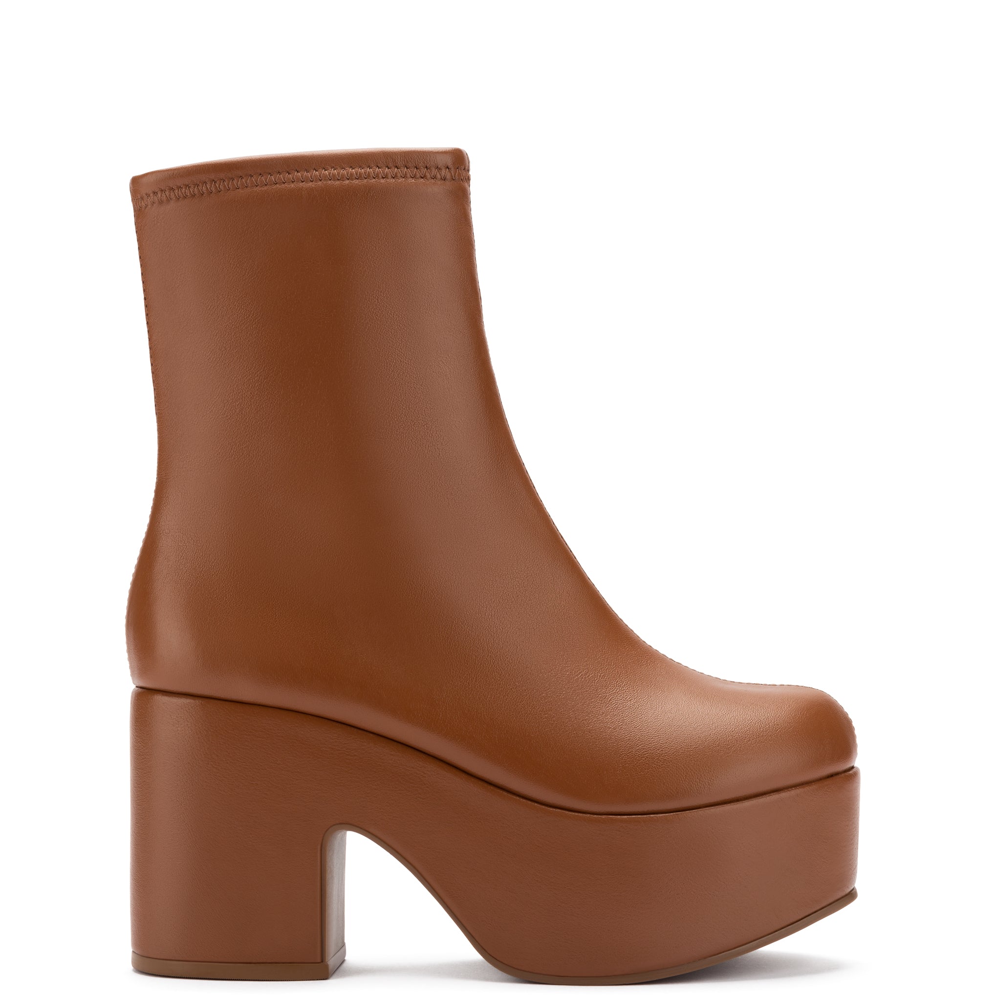 Miso Platform Boot In Caramel Stretch Leather by Larroudé