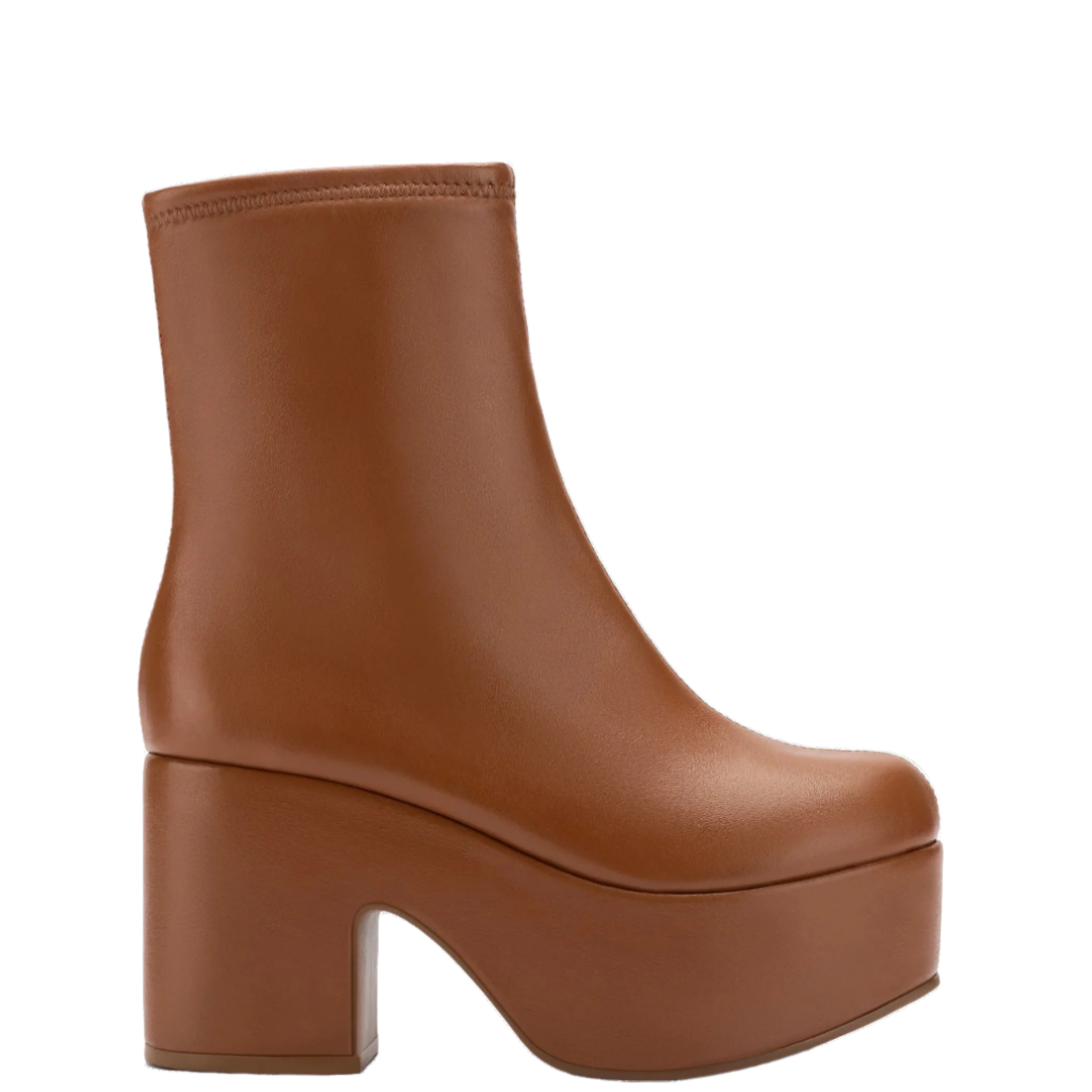 Miso Platform Boot In Caramel Stretch Leather by Larroudé