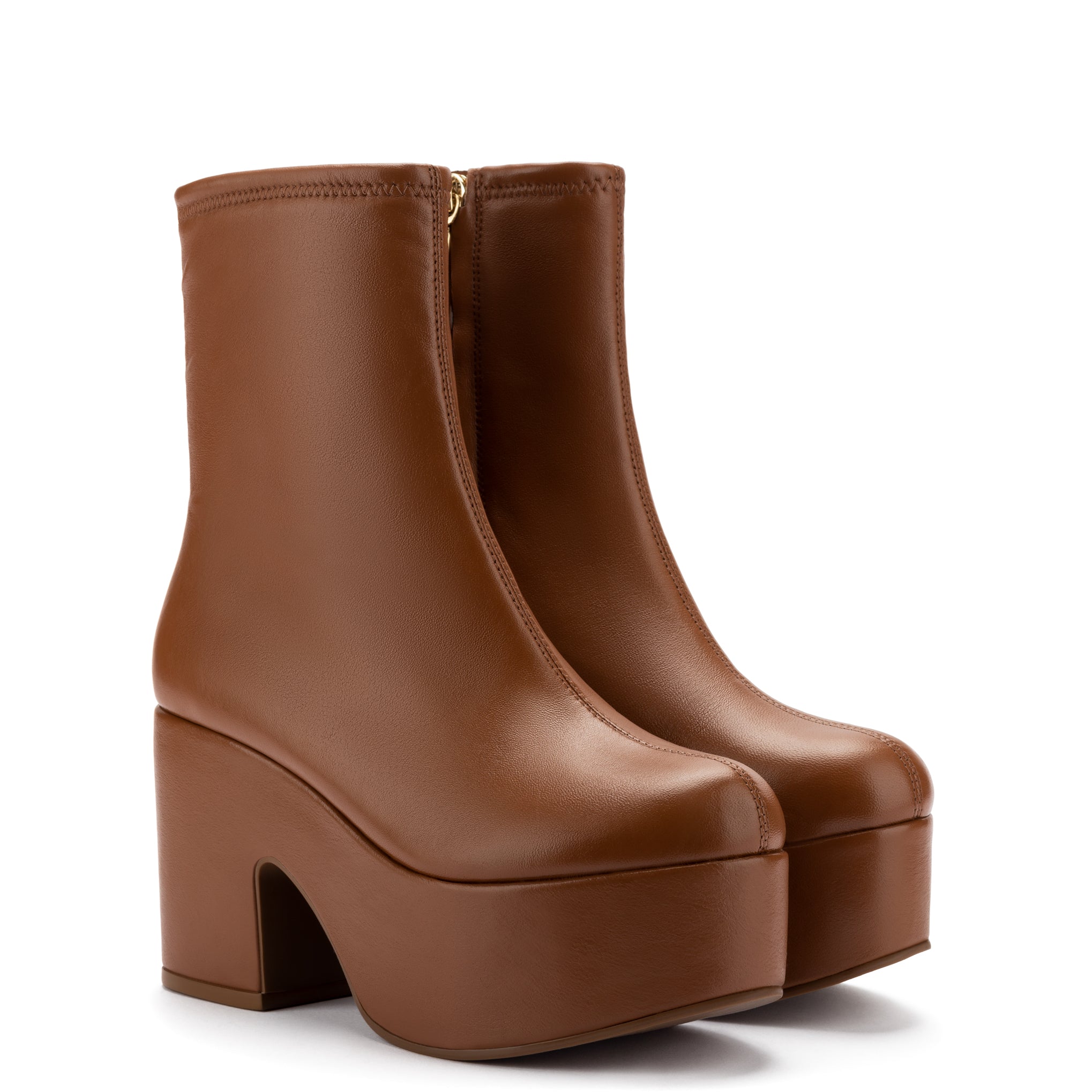 Miso Platform Boot In Caramel Stretch Leather by Larroudé