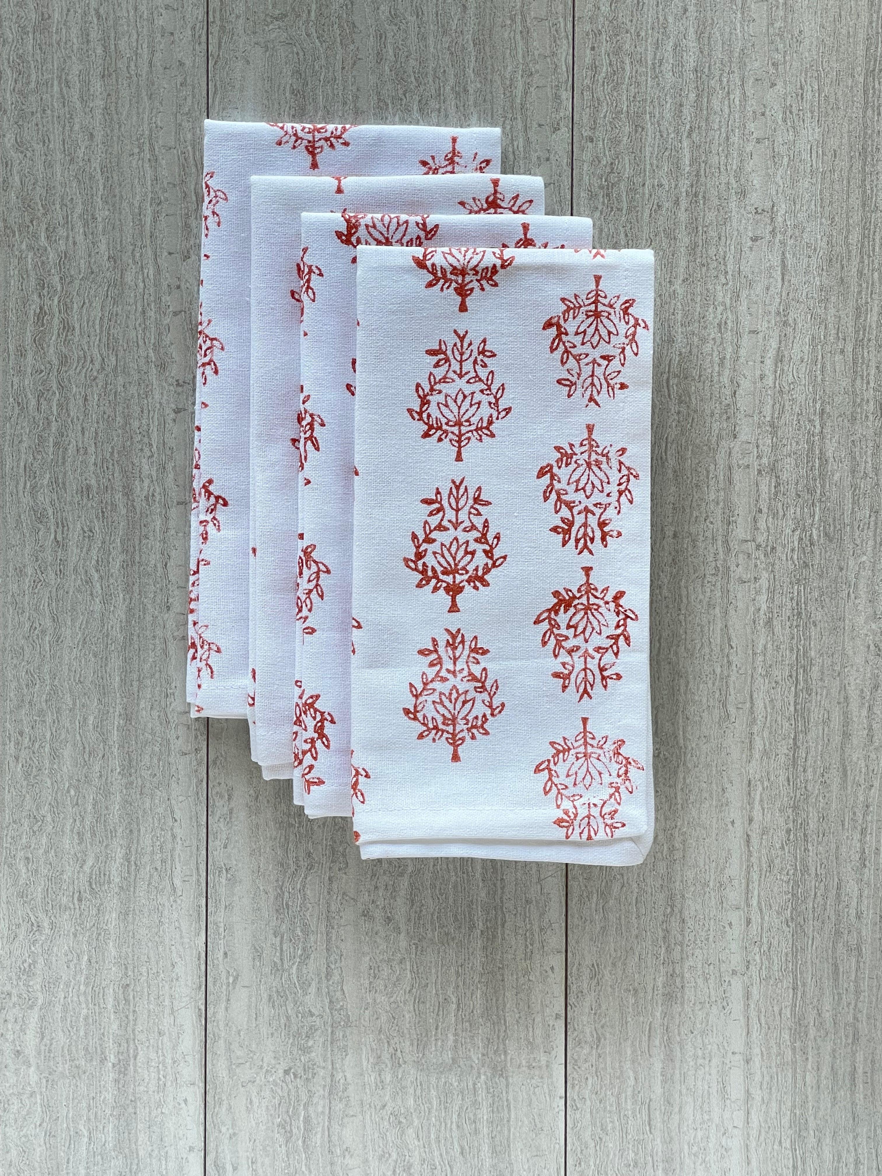 Dinner Napkins (set of 4) - Lotus, Coral by Mended