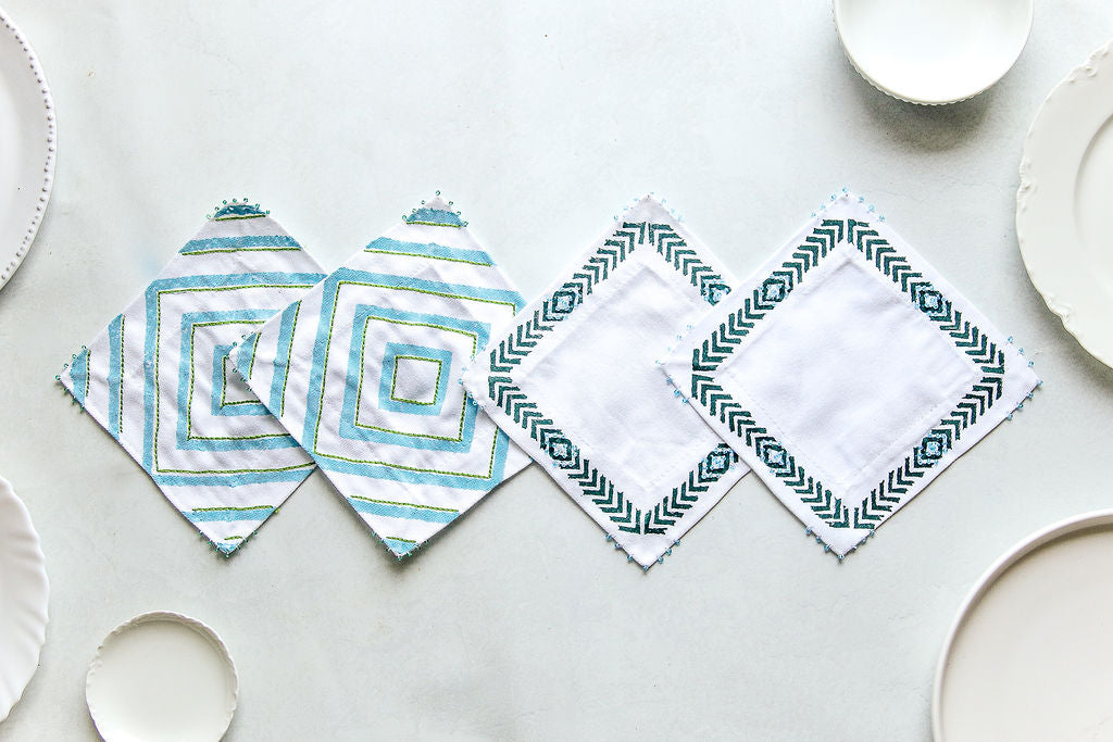 Cocktail Napkins (set of 4) - Diamond Set by Mended