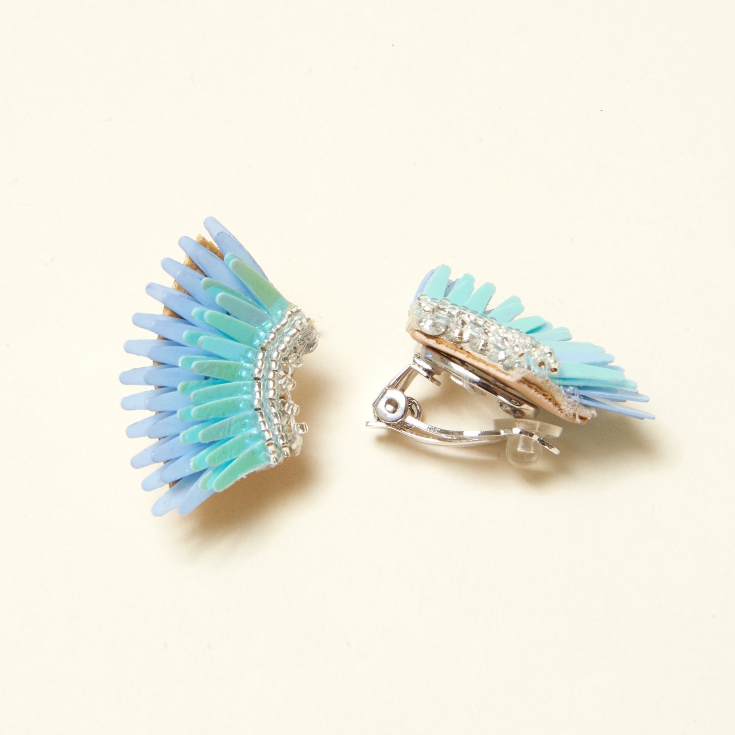 Micro Madeline Clip On Earrings Metallic Blue by Mignonne Gavigan
