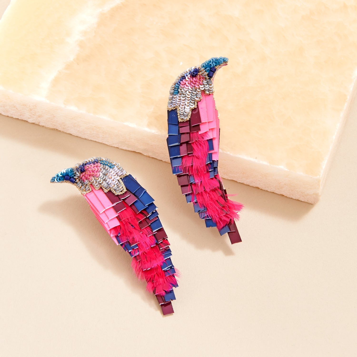 Bird Earrings Hot Pink by Mignonne Gavigan
