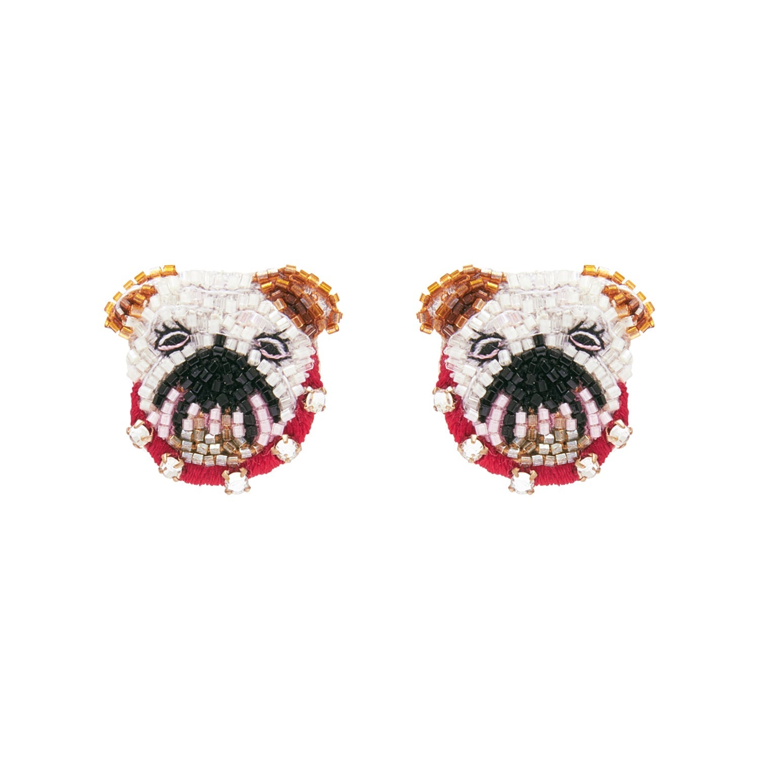 Bulldog Stud Earrings White by Mignonne Gavigan
