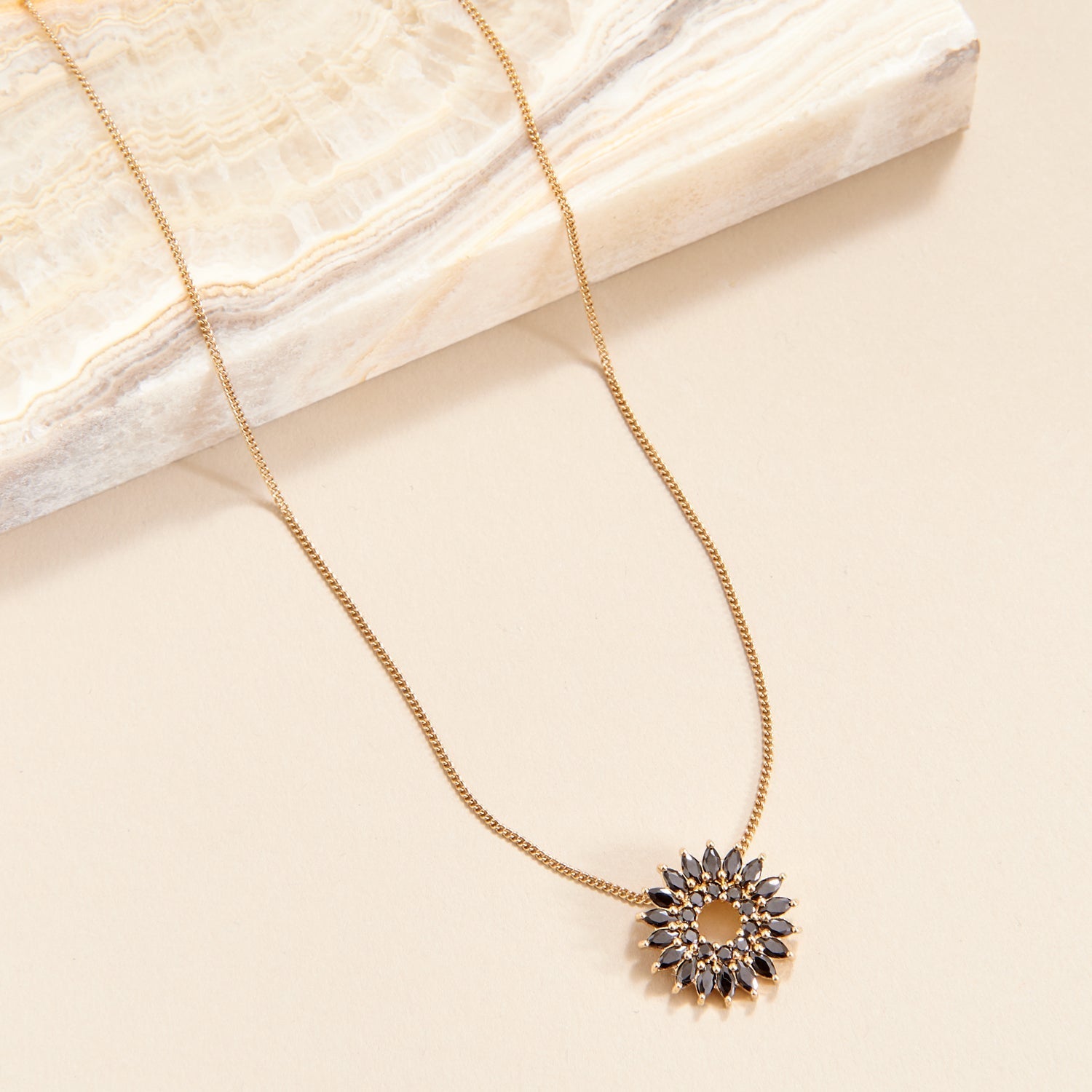 Crystal Burst Necklace Black Gold by Mignonne Gavigan