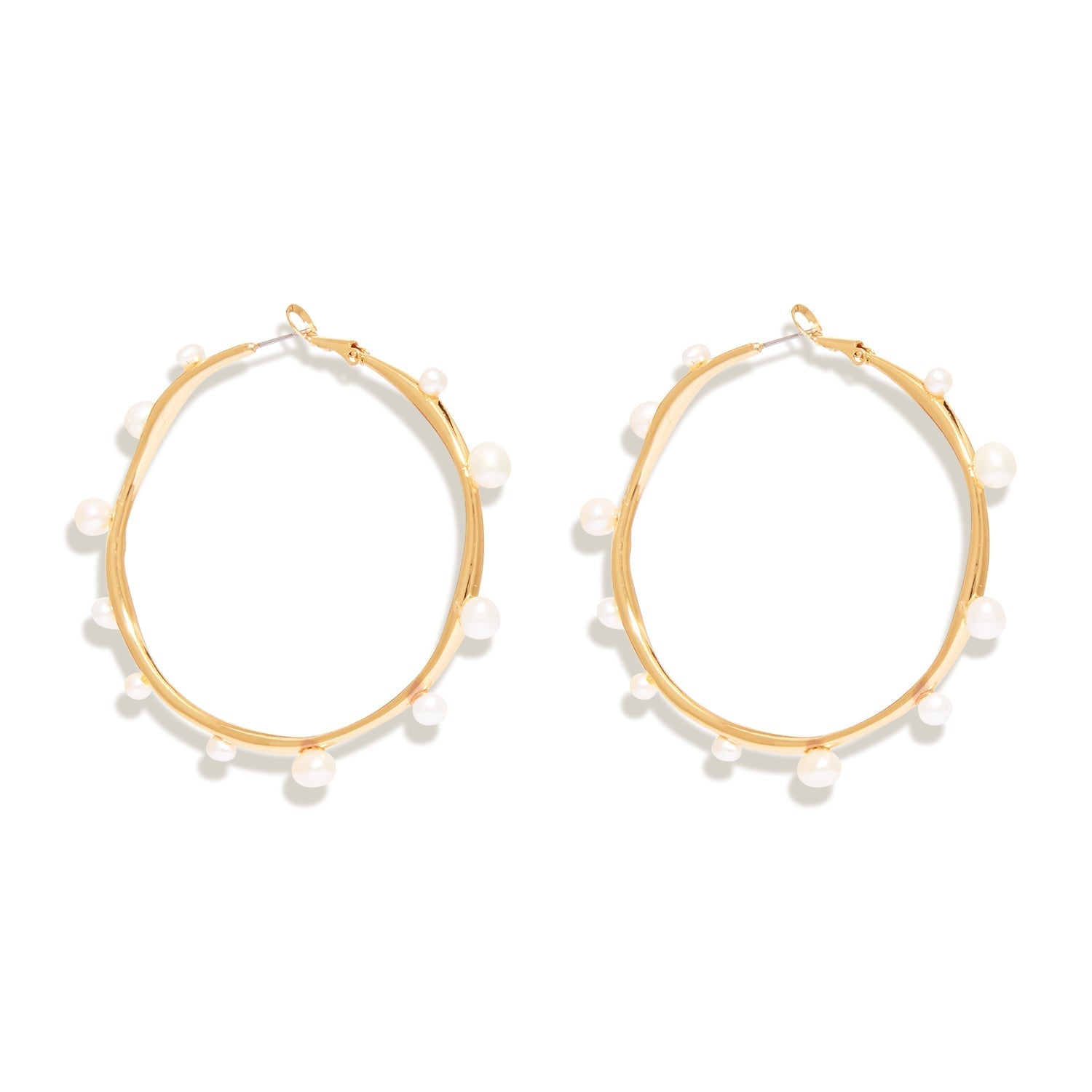 Isla Pearl Hoop Earrings White Gold by Mignonne Gavigan