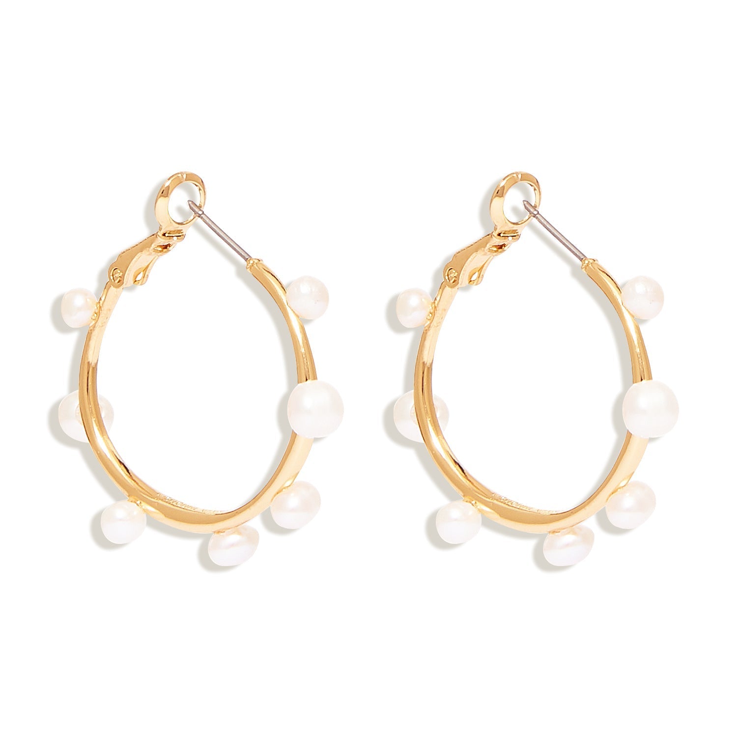 Mini Isla Pearl Hoop Earrings White Gold by Mignonne Gavigan