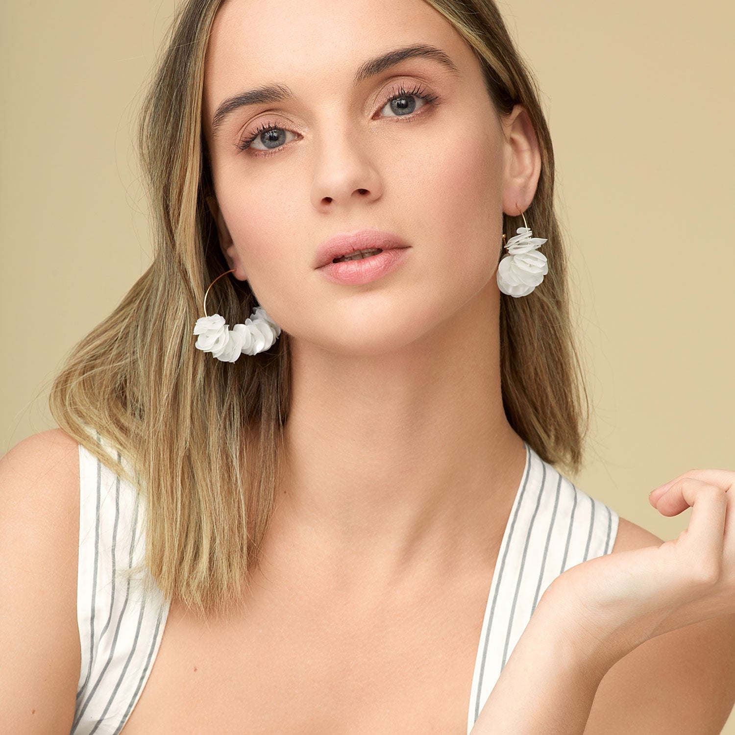 Mini Lolita Hoop Earrings White by Mignonne Gavigan