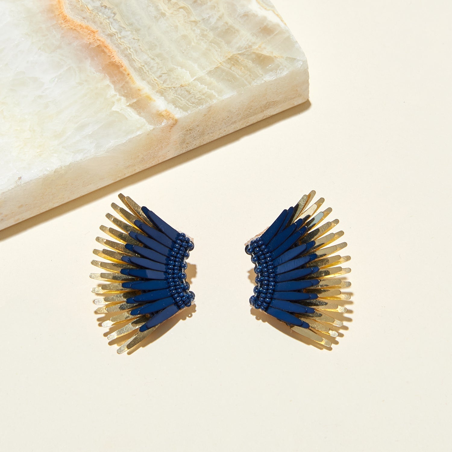 Mini Madeline Earrings Navy Gold by Mignonne Gavigan