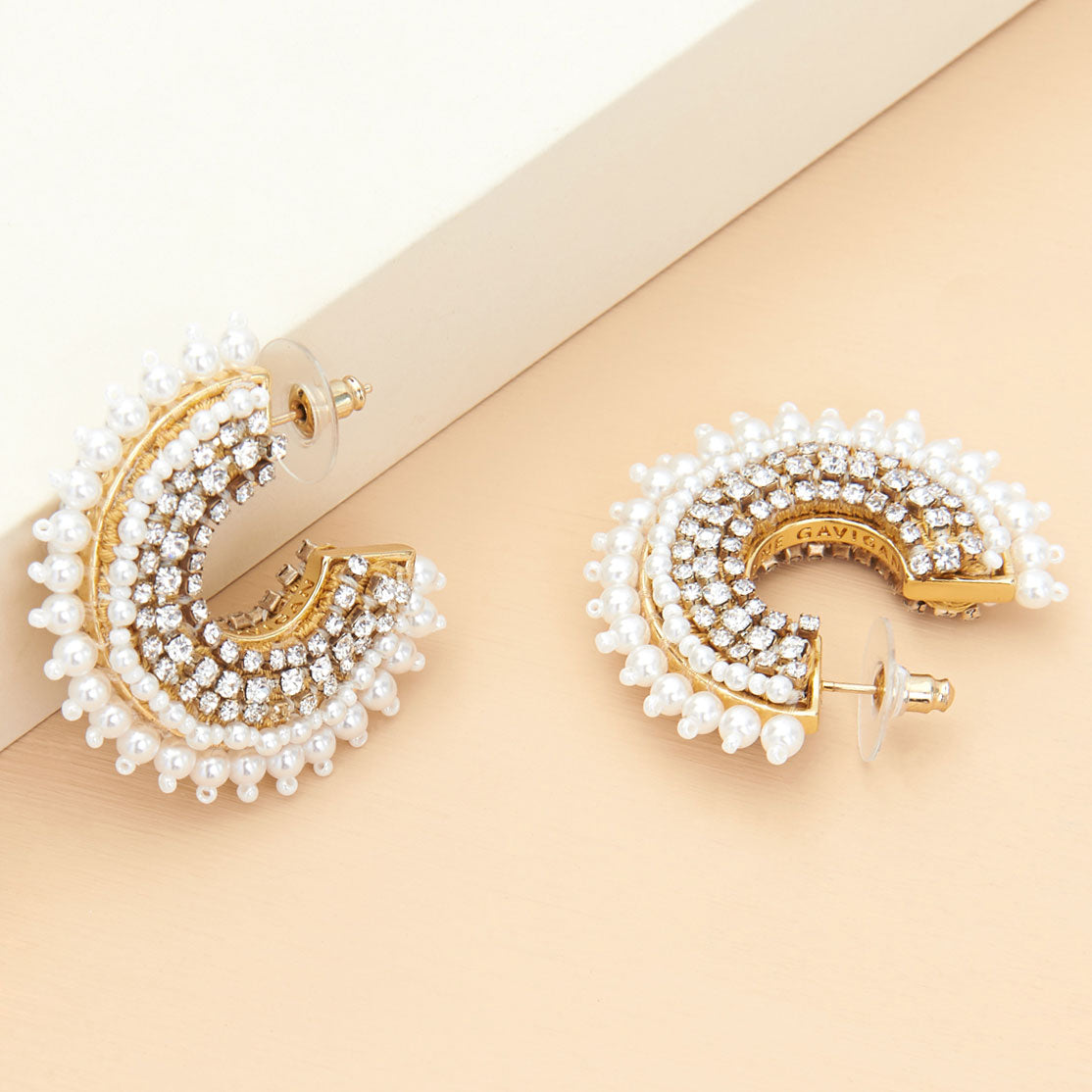 Mini Pearl Fiona Hoop Earrings White by Mignonne Gavigan