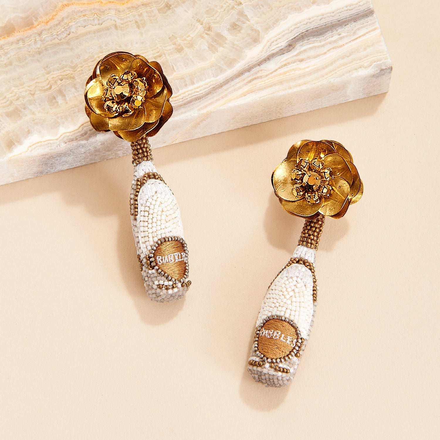 Prosecco Earrings Gold by Mignonne Gavigan