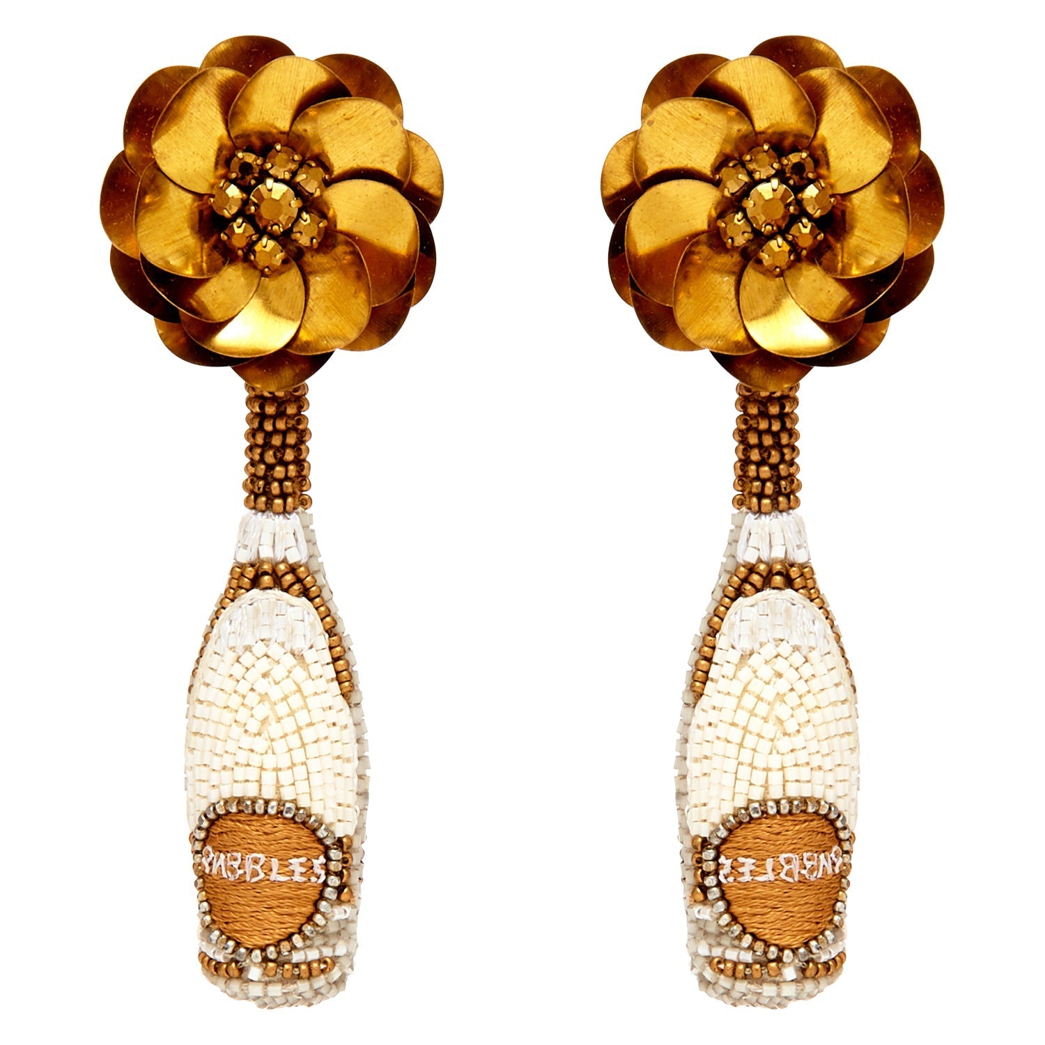 Prosecco Earrings Gold by Mignonne Gavigan