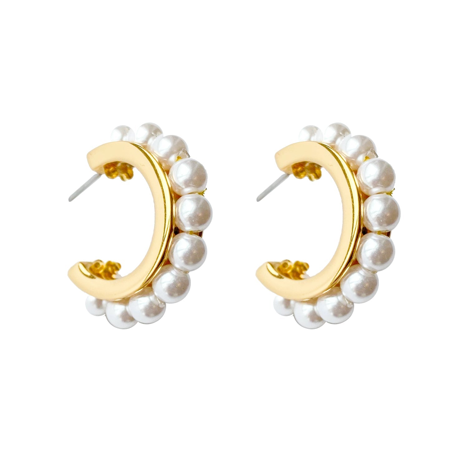 Wynnie Pearl Hoop Earrings Cream by Mignonne Gavigan