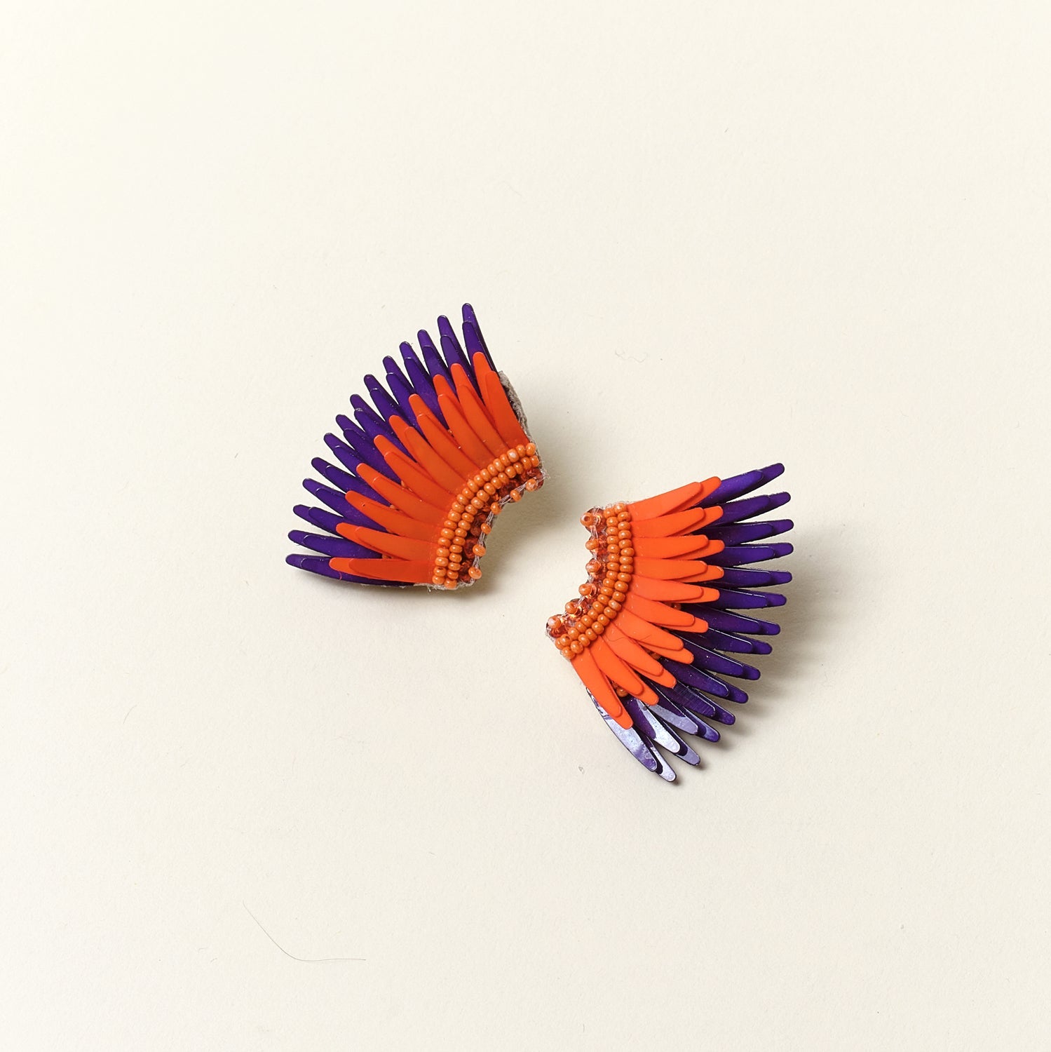 Mini Madeline Earrings Orange/ Purple by Mignonne Gavigan
