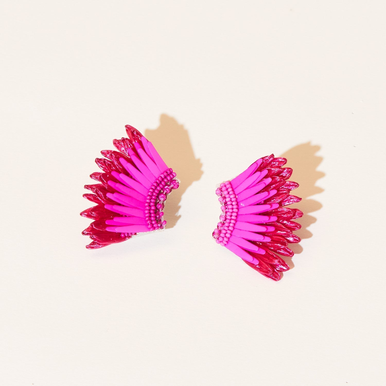 Mini Raffia Madeline Earrings Magenta by Mignonne Gavigan