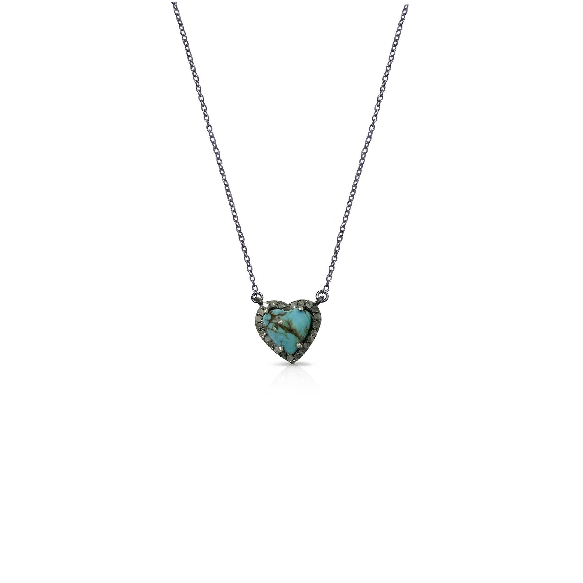 8mm Turquoise Heart Diamond Necklace by S. Carter Designs