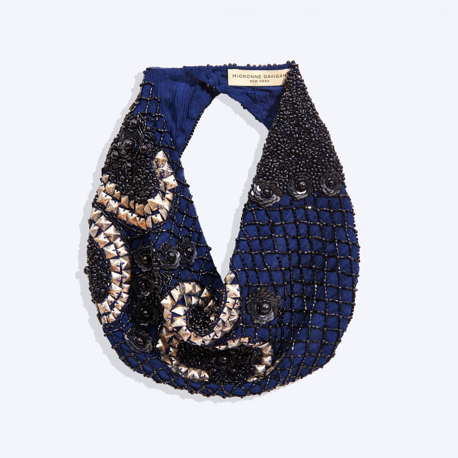 Le Charlot Navy Studs Scarf Necklaces by Mignonne Gavigan