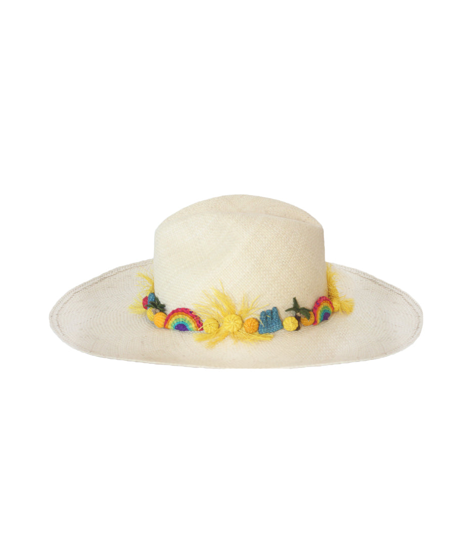 Natural White Happy Hat (Pre-Order) by Pájara Pinta