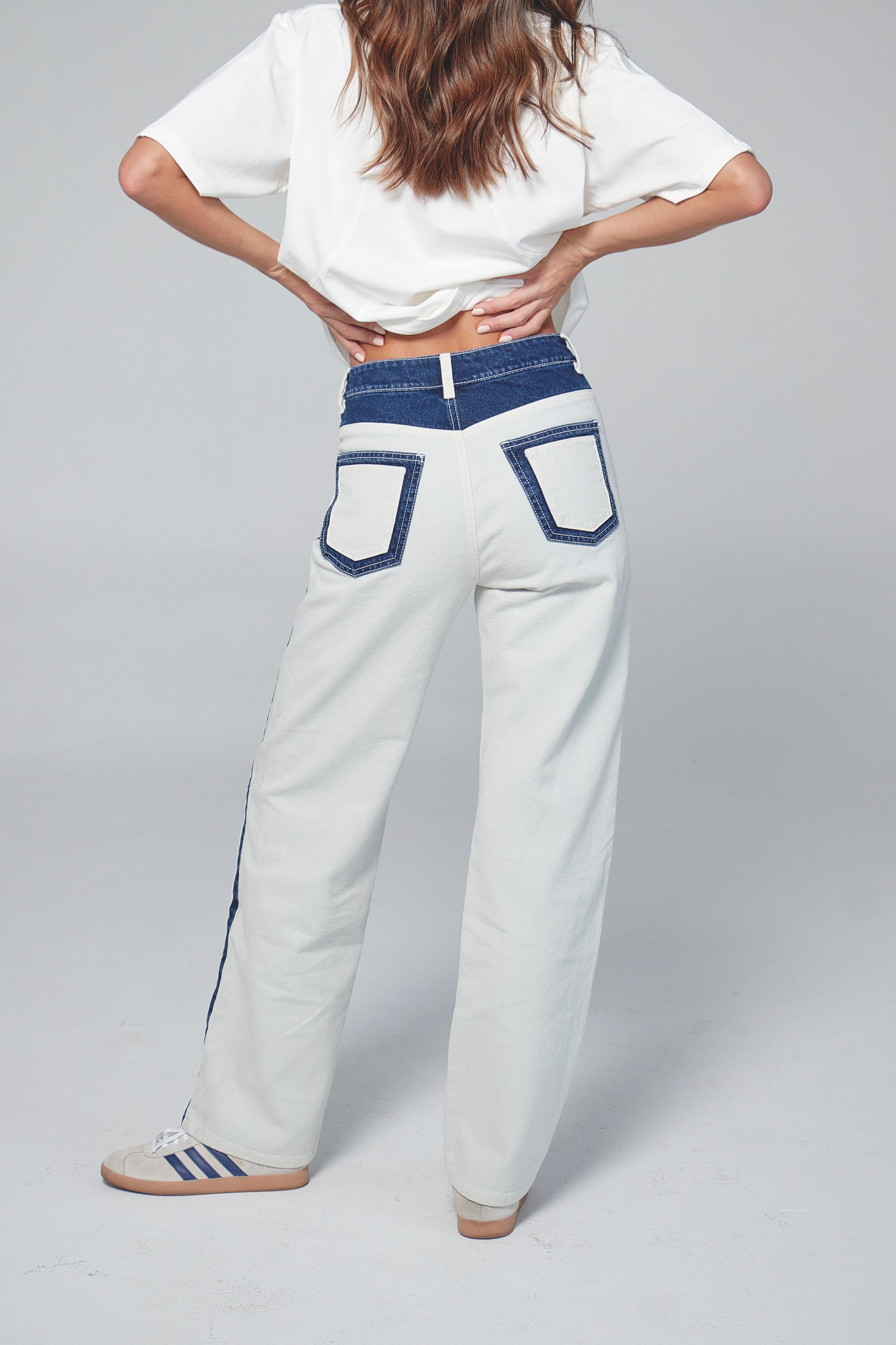 DUAL REALITY JEANS - BLUE DENIM & OFF-WHITE by Zereno