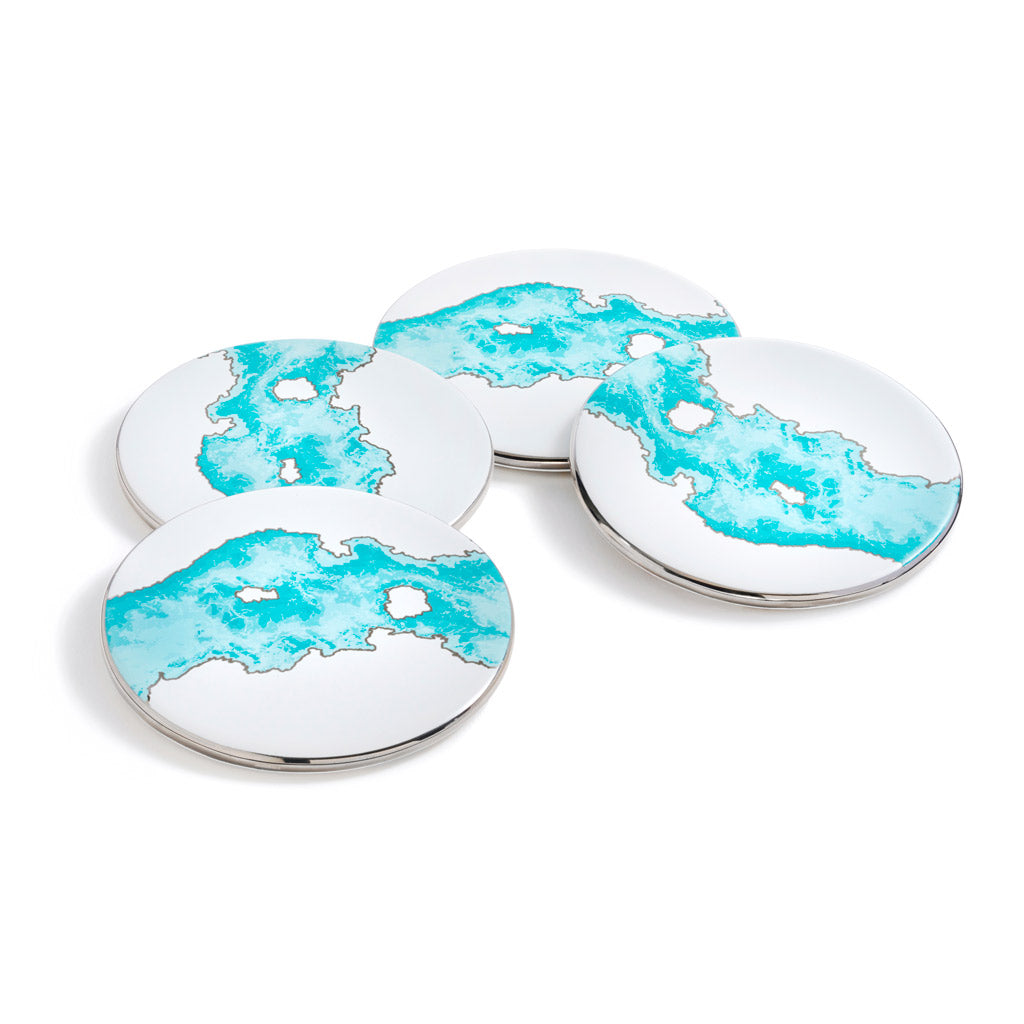 Talianna Ocean Coasters S/4, Blue/Silver by ANNA New York