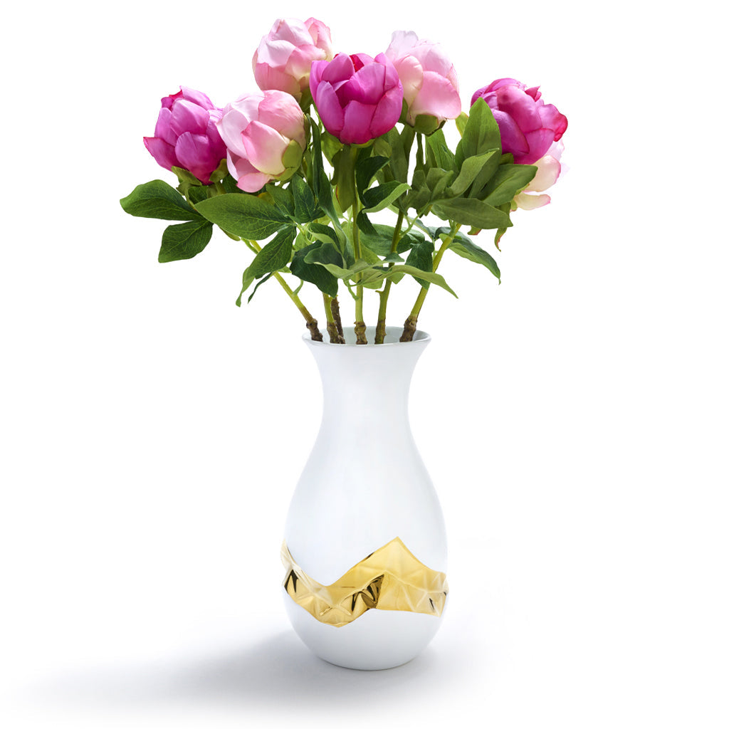 Talianna Oro Vase, White w/Gold by ANNA New York