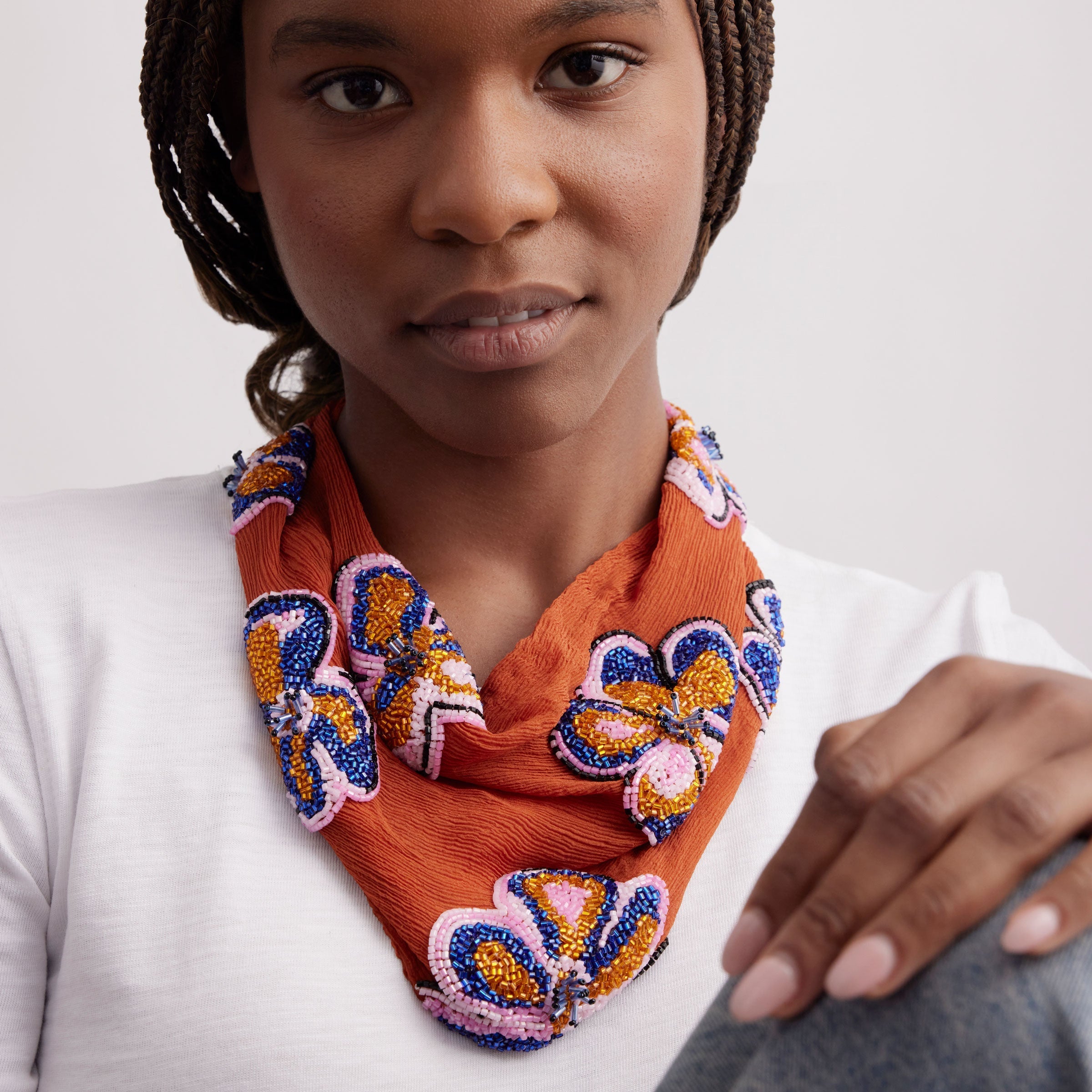 Wooster Scarf Necklace Burnt Orange by Mignonne Gavigan