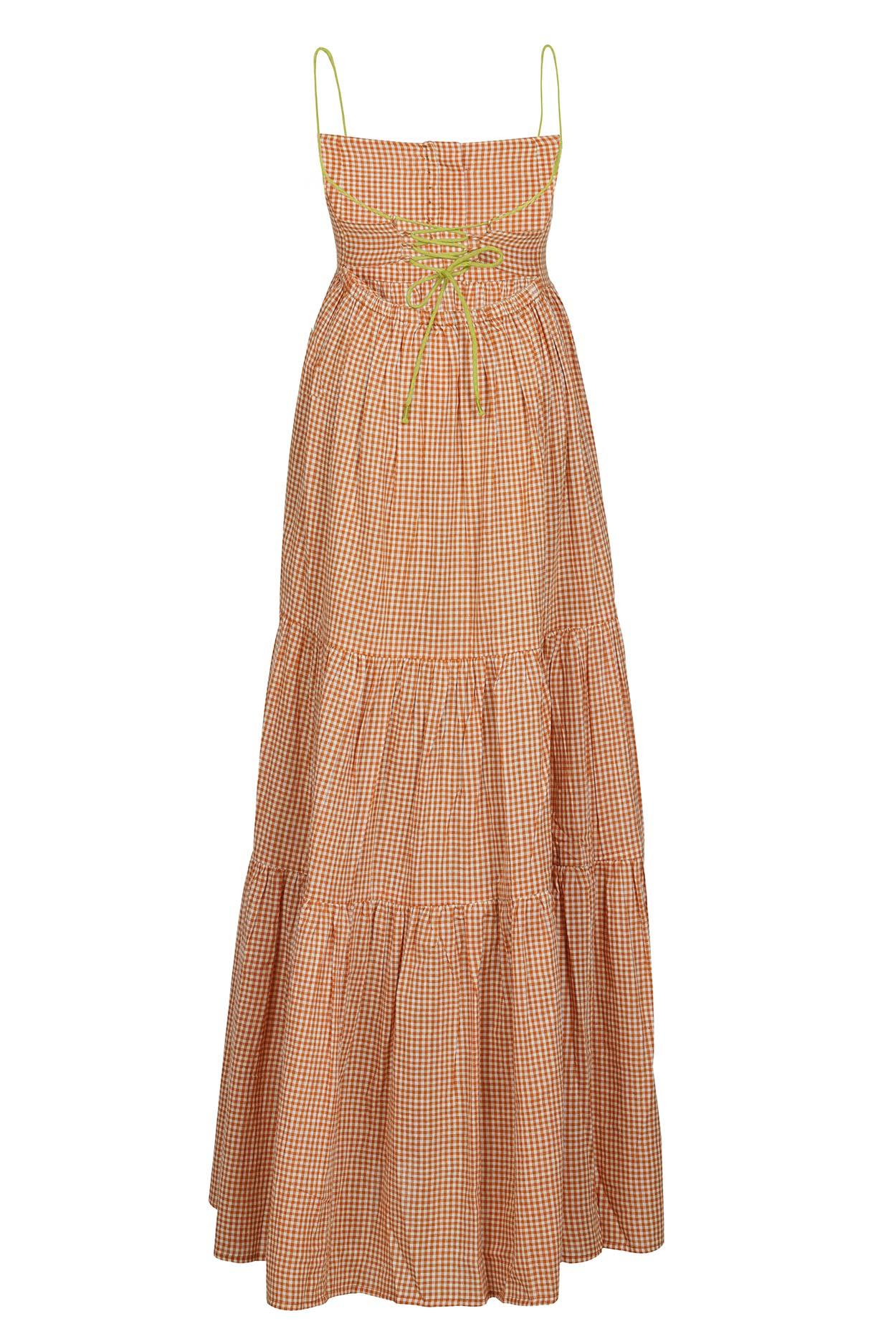 Orange Gingham Seville Maxi Dress by Hess