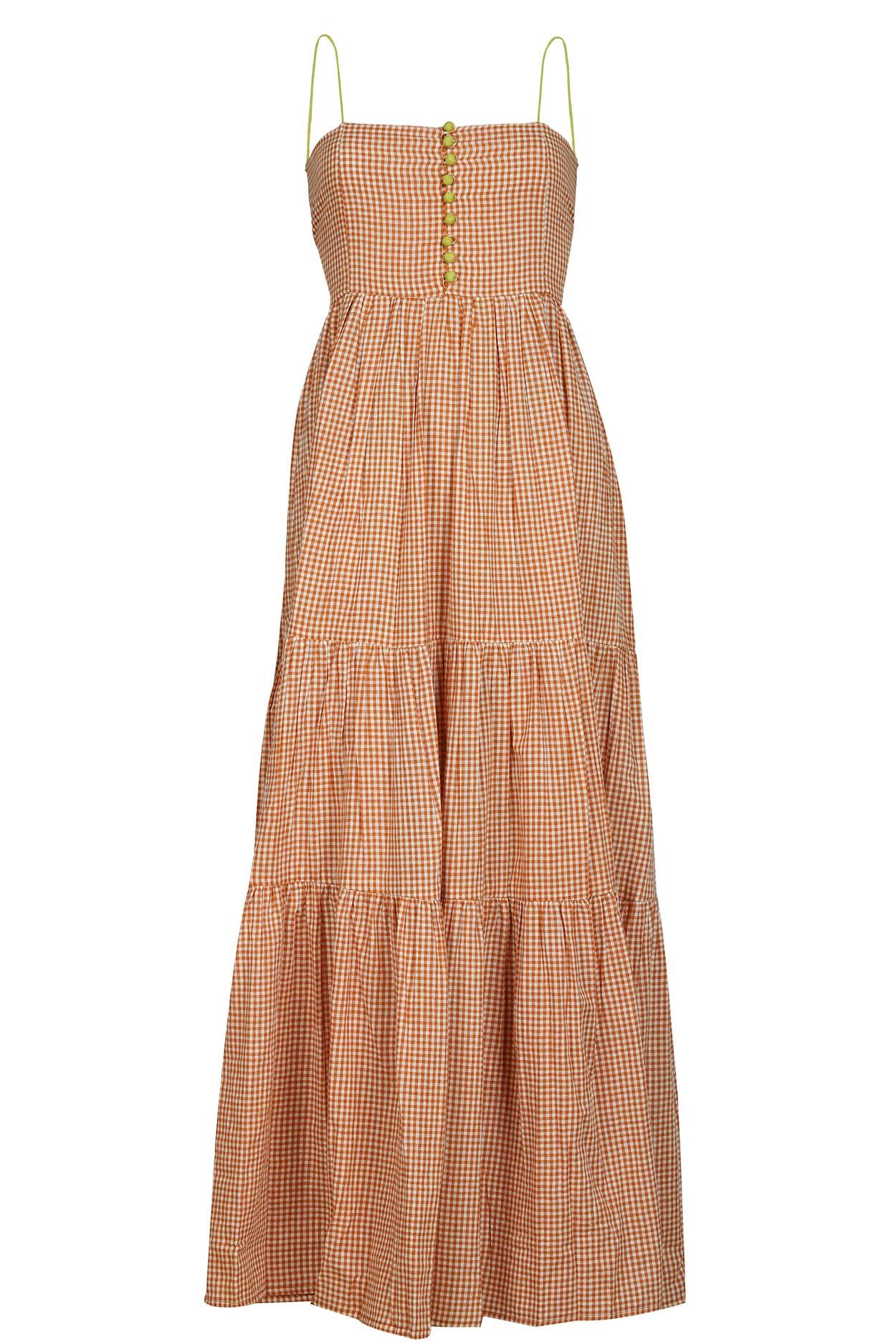 Orange Gingham Seville Maxi Dress by Hess