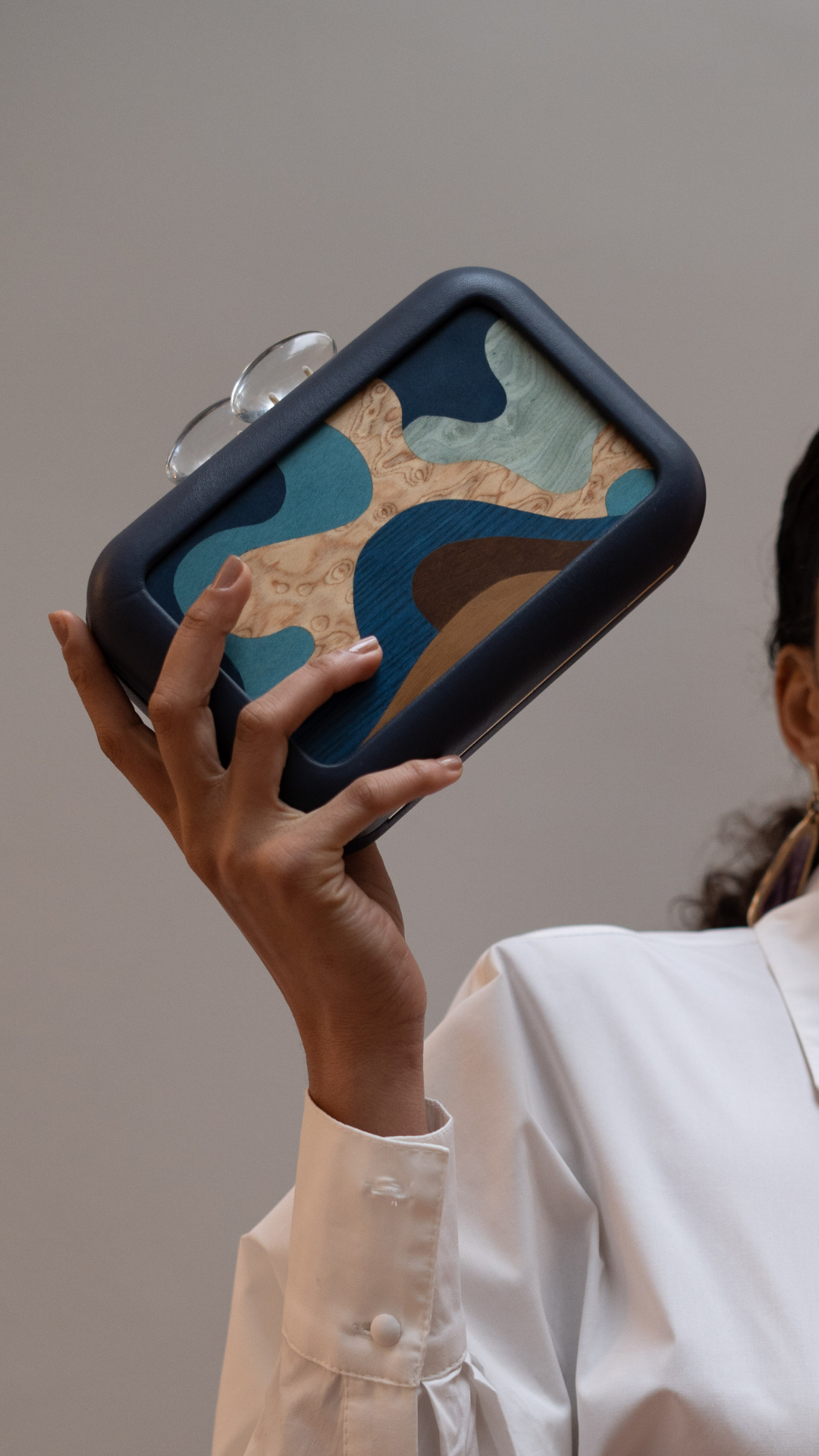 Simetris Blue Marx Clutch by Sy&Vie