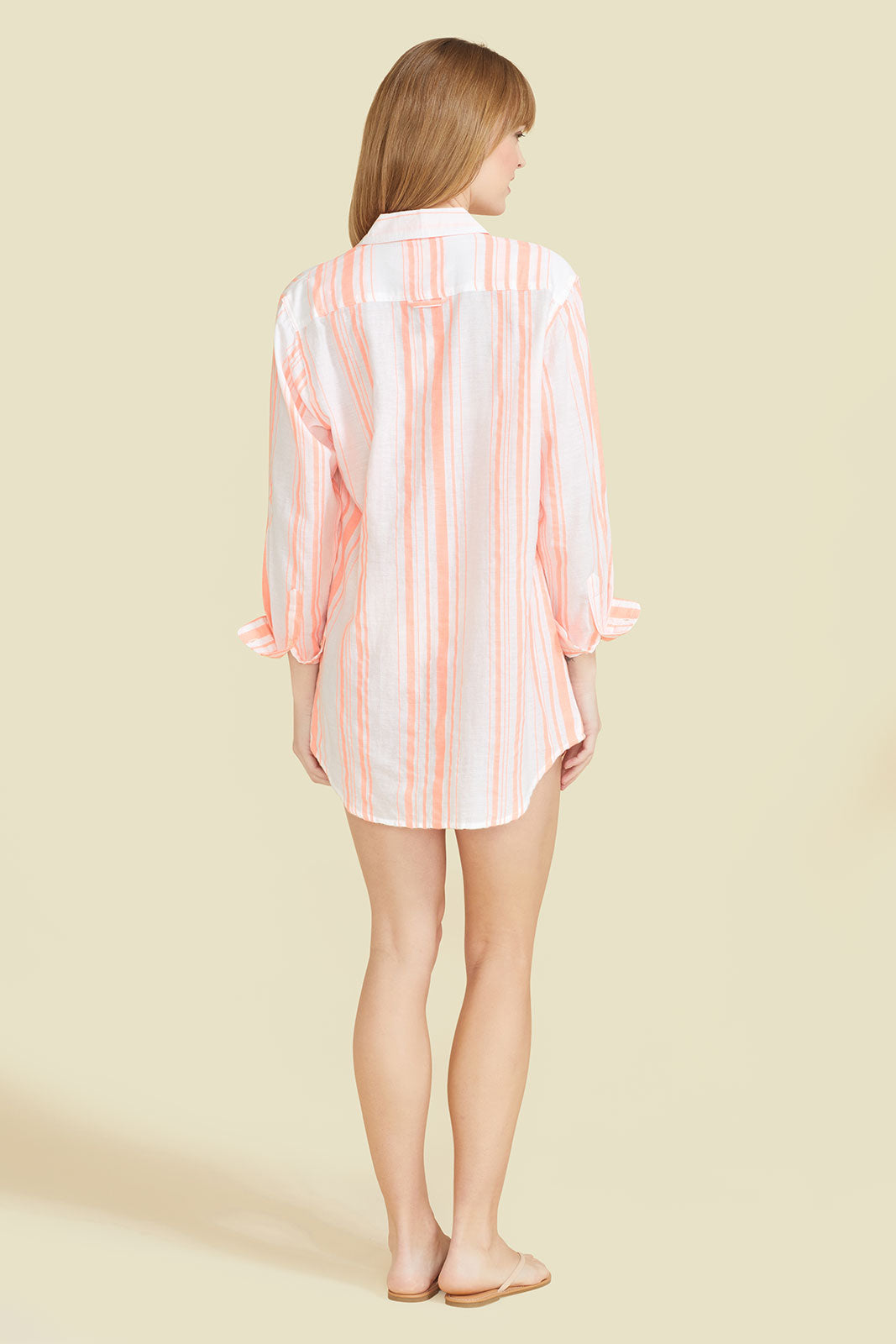 Primavera Shirt Dress - Neon Orange Stripes by SItano