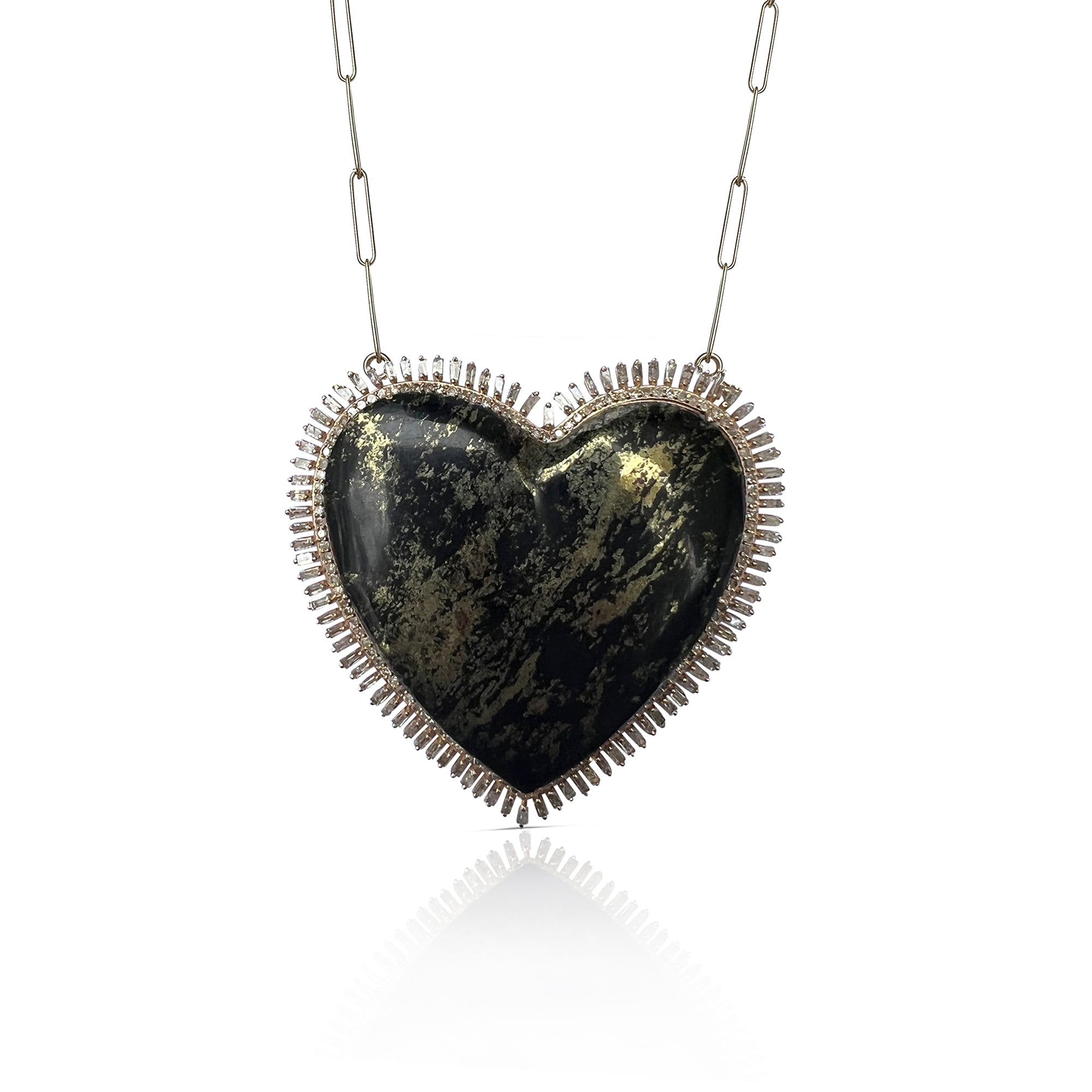 14k Baguette Apache Heart Necklace by S.Carter Designs