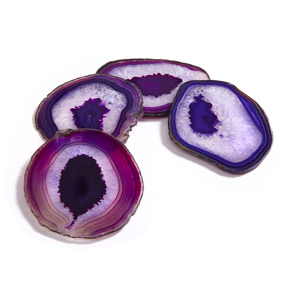 Pedra Coasters, Eggplant Agate, Set of 4 by ANNA New York