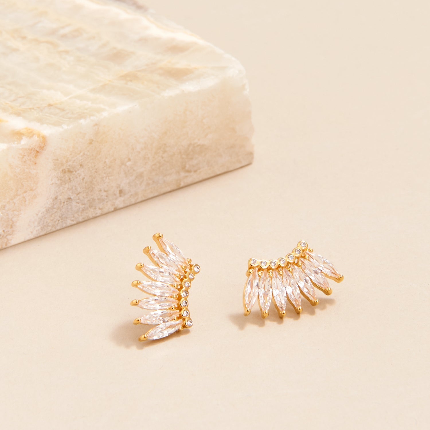Petite Crystal Madeline Earrings Gold by Mignonne Gavigan