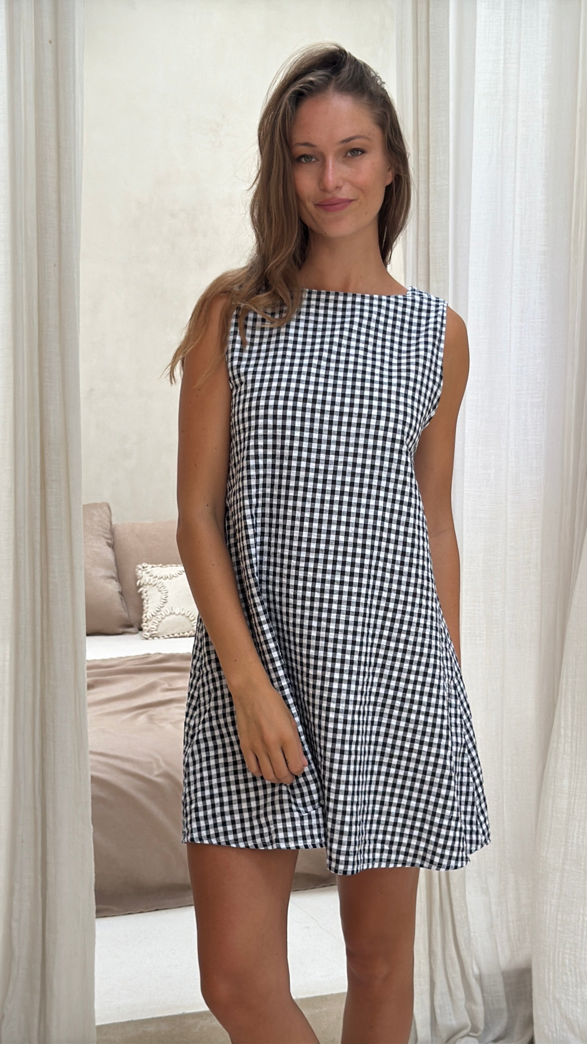 Black Gingham MINI GILI by Puka the Label M/L / Black Gingham