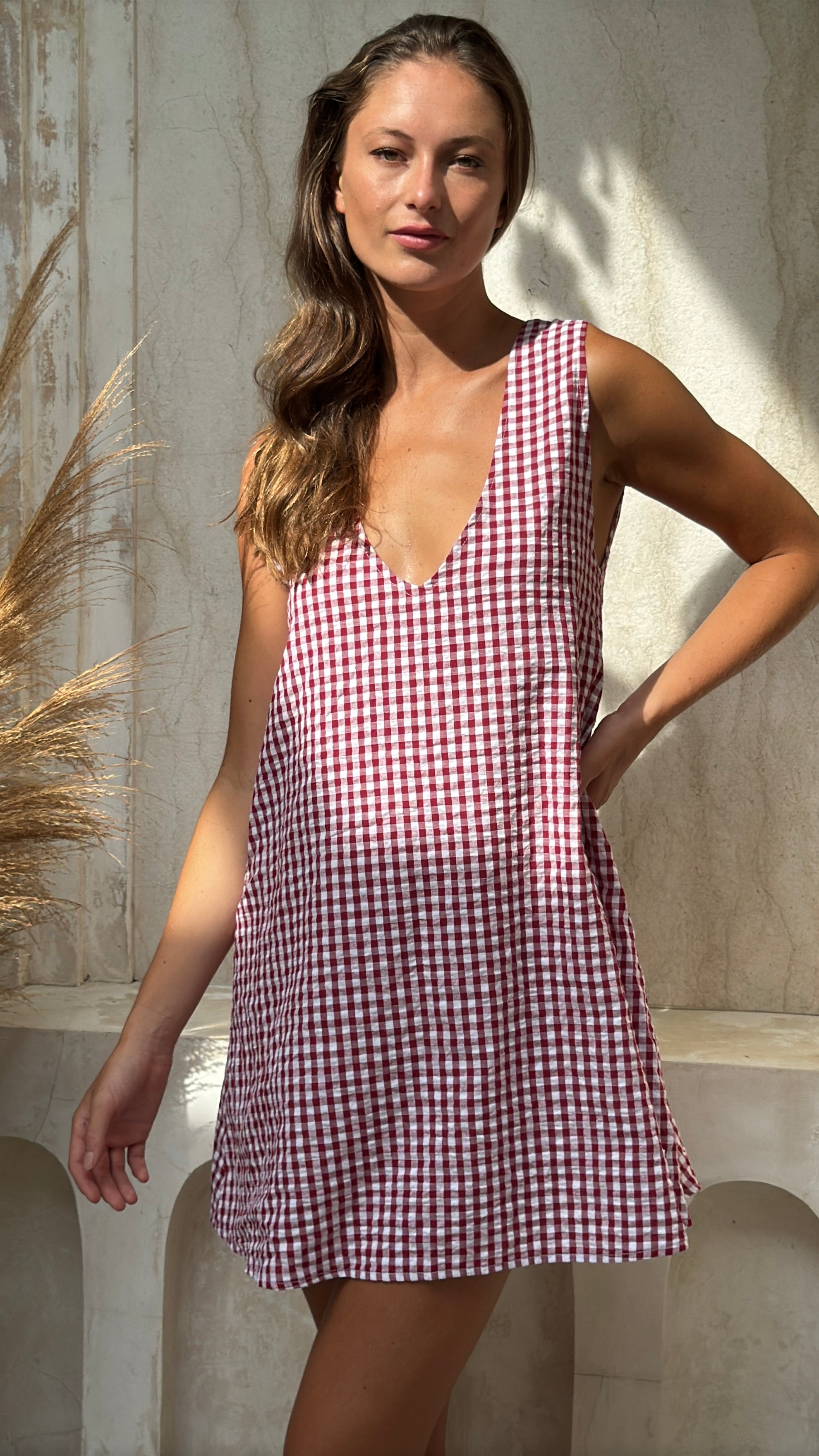 MINI GILI in Maroon Gingham by Puka the Label
